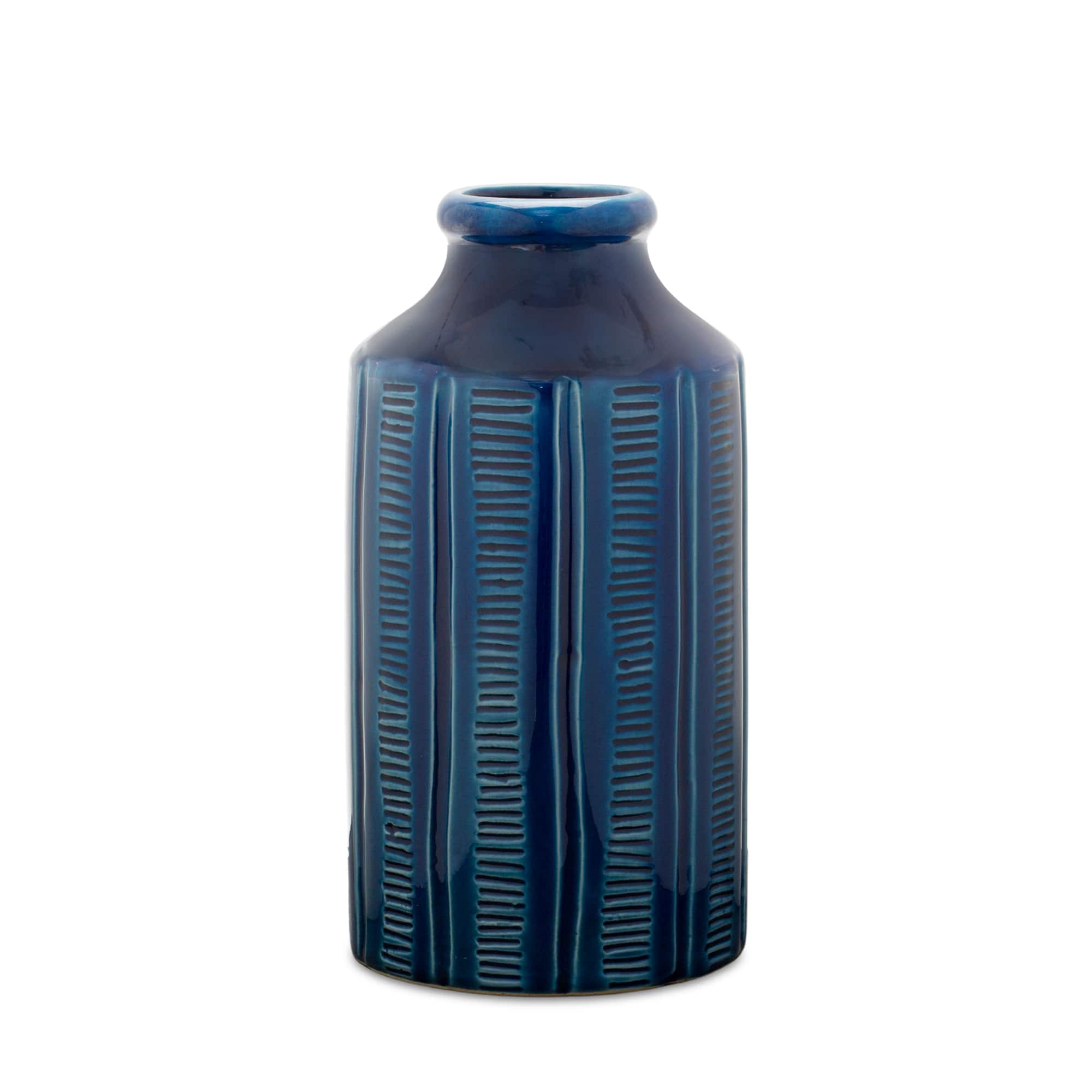10" Navy Terracotta Vase