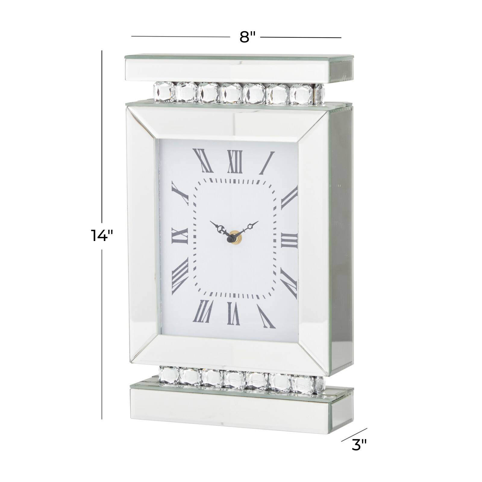 Silver MDF Glam Clock, 14" x 8" x 3"