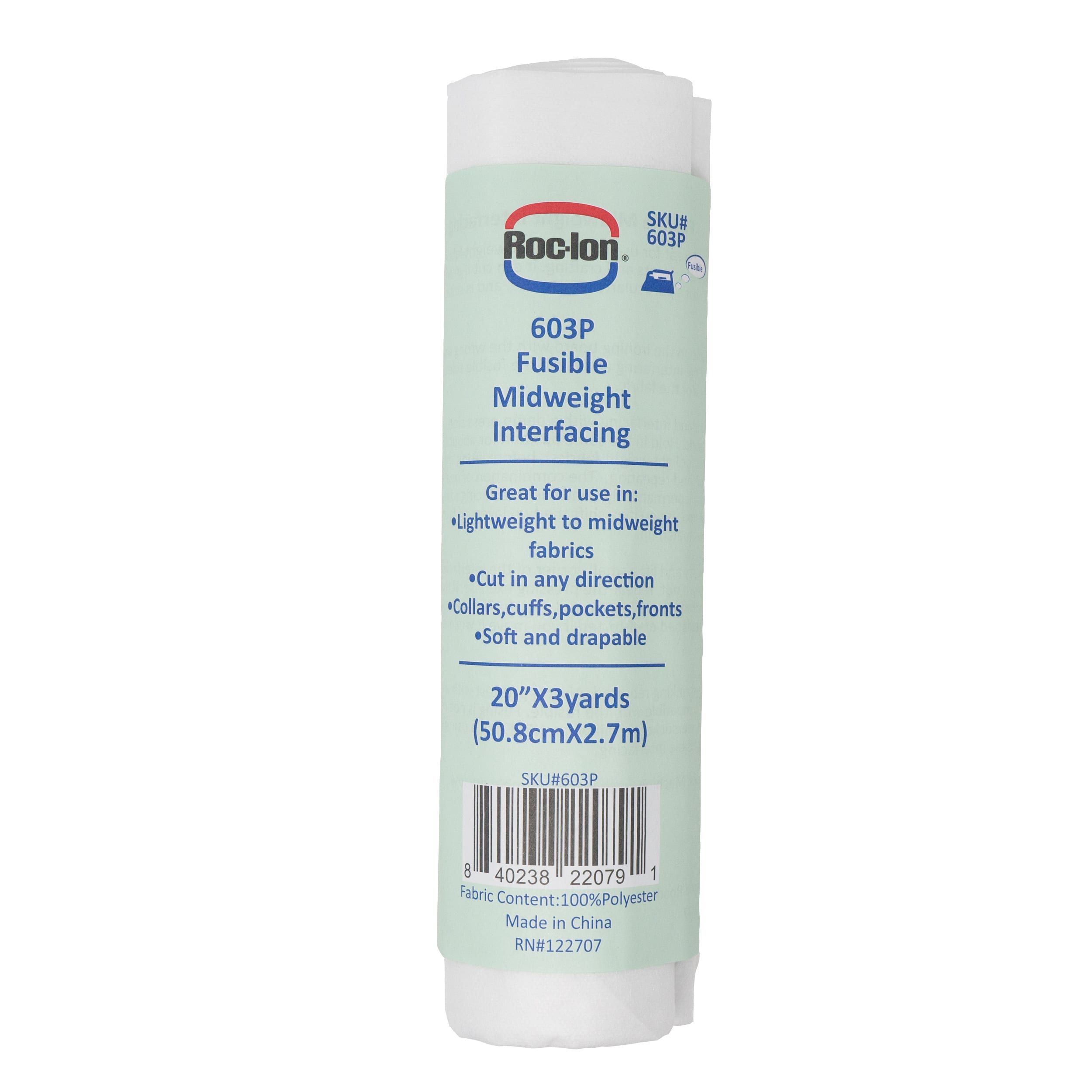 Roc-Lon 20" x 3yd. Fusible Midweight Polyester Interfacing