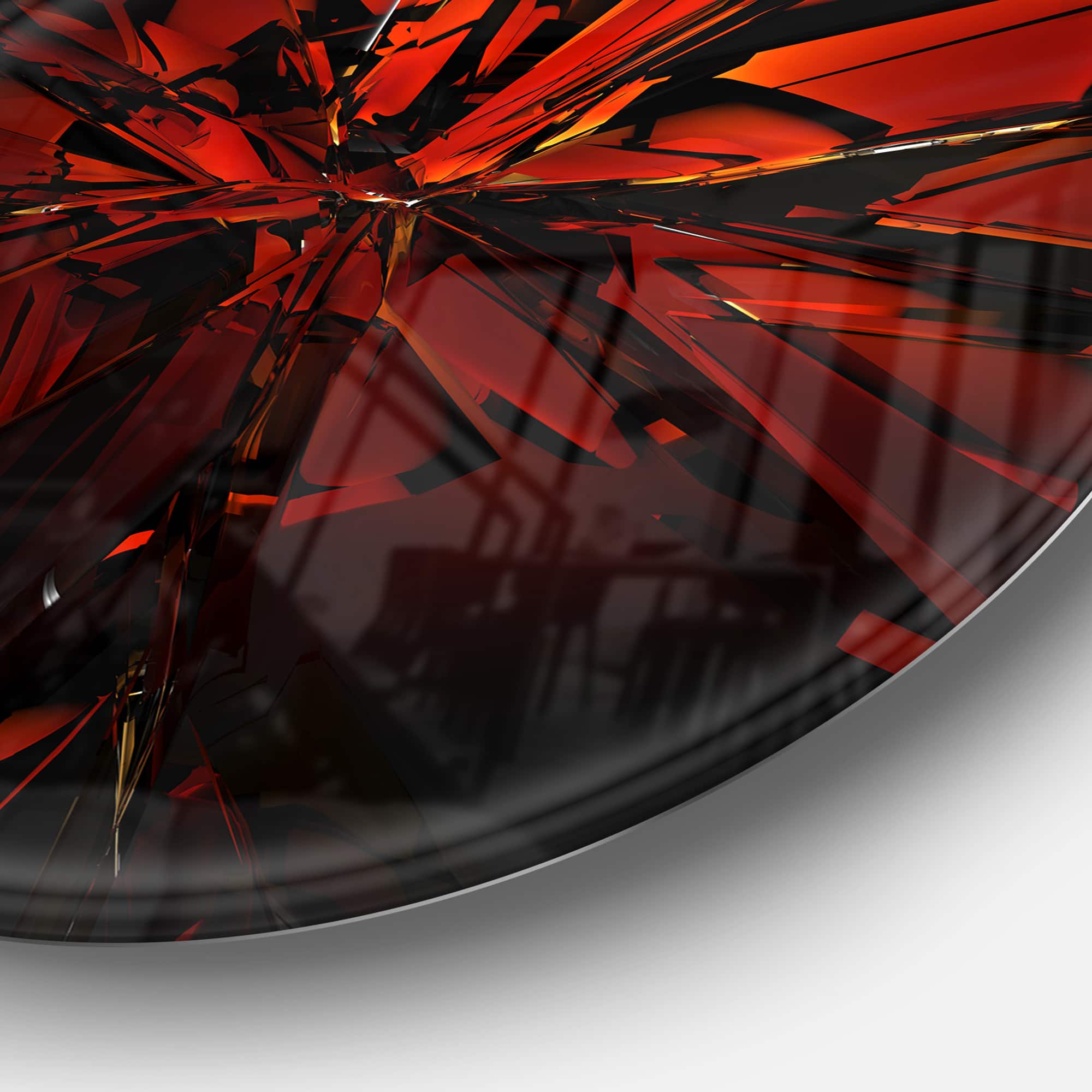 Designart - Beautiful Red 3D Crystal Design' Abstract Round Circle Metal Wall Art