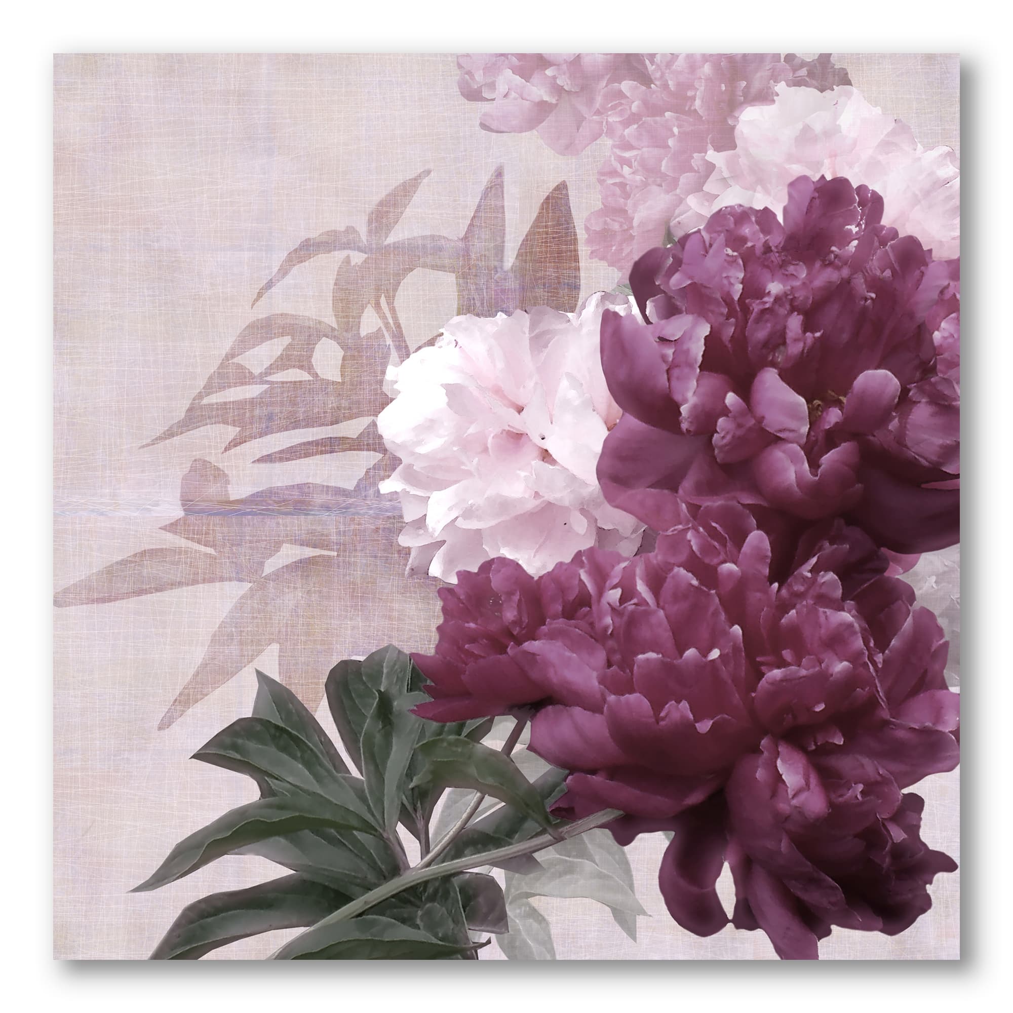 Designart - Vintage Purple and Pink Flowers I - Traditional Canvas Wall Art Print