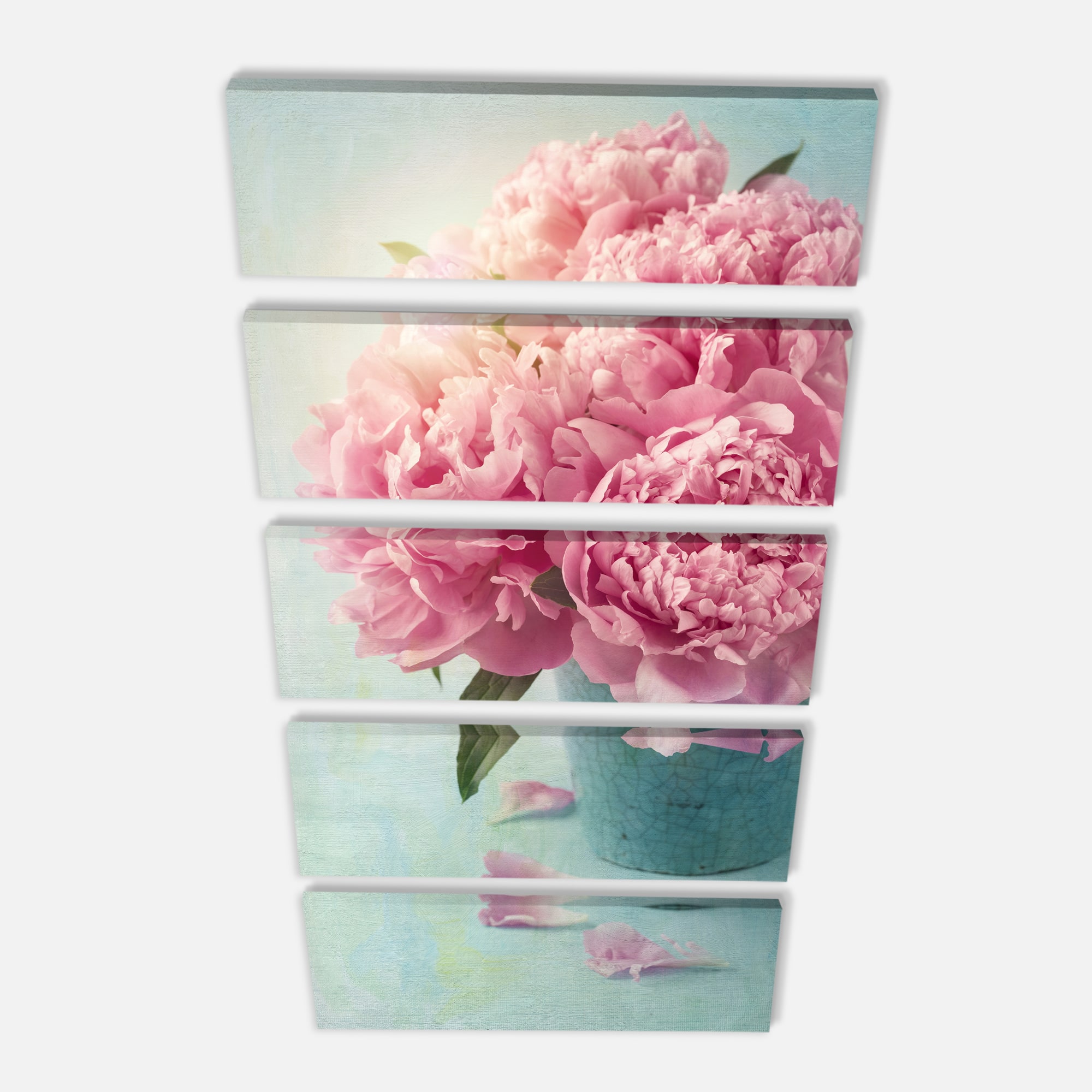 Designart - Pink Peony Flowers in Vase - Large Floral Wall Art Canvas