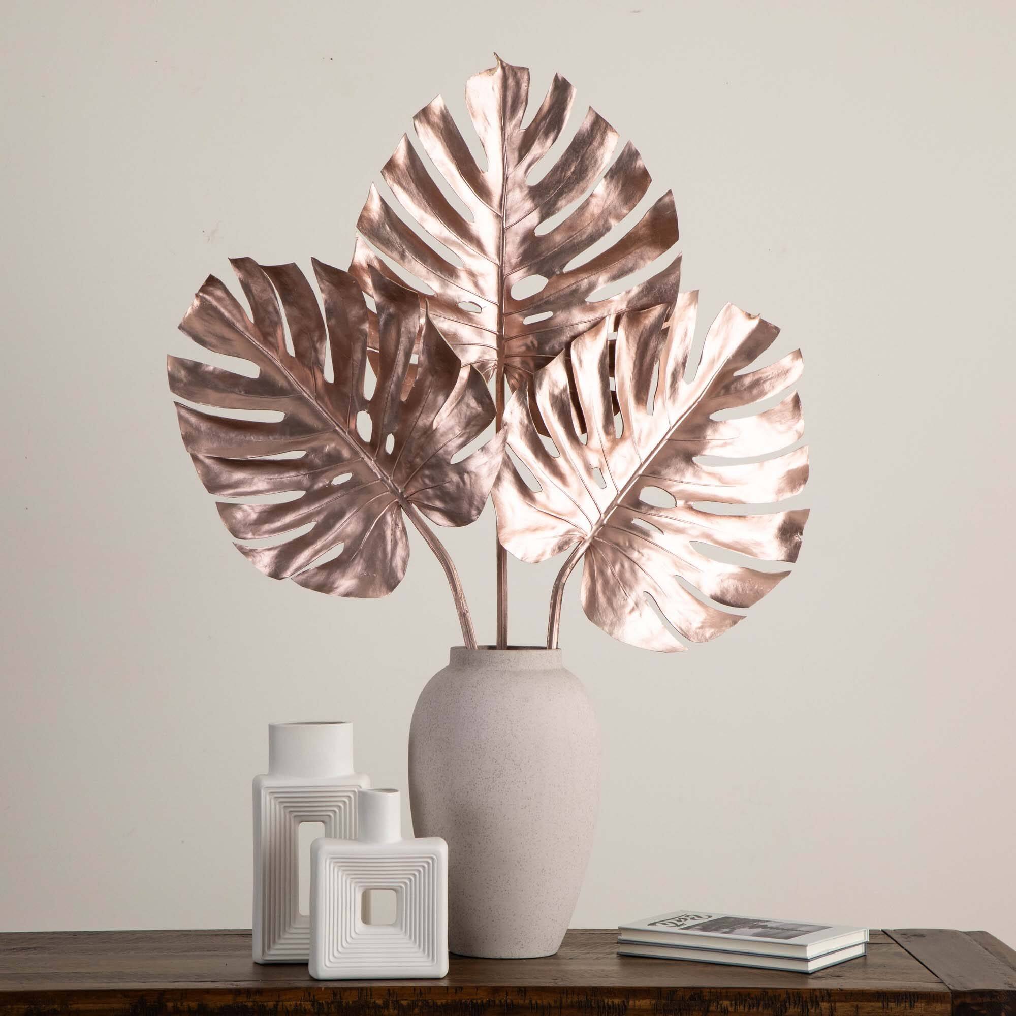 41" Rose Gold Monstera Leaf Stems, 3ct.