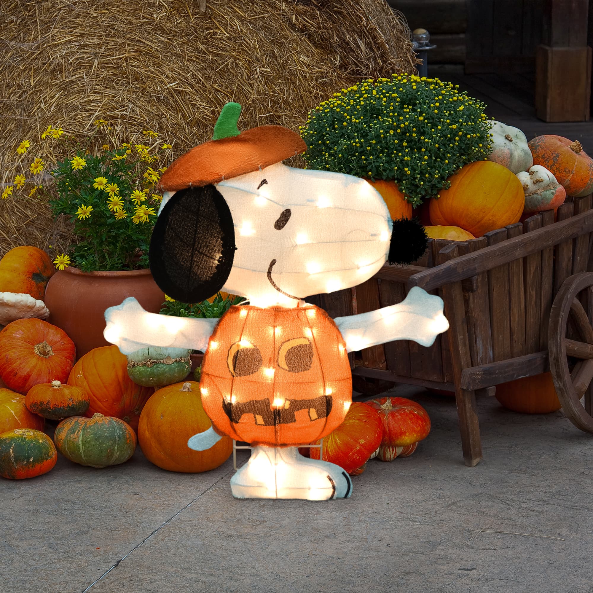 24" LED Peanuts Snoopy in Jack-O-Lantern Yard Art