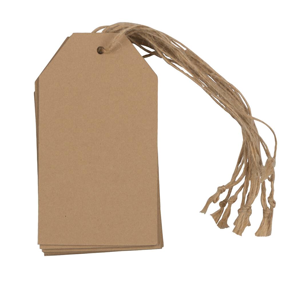 JAM Paper Brown Recycled Kraft Premium Gift Tags with Twine String, 10ct.