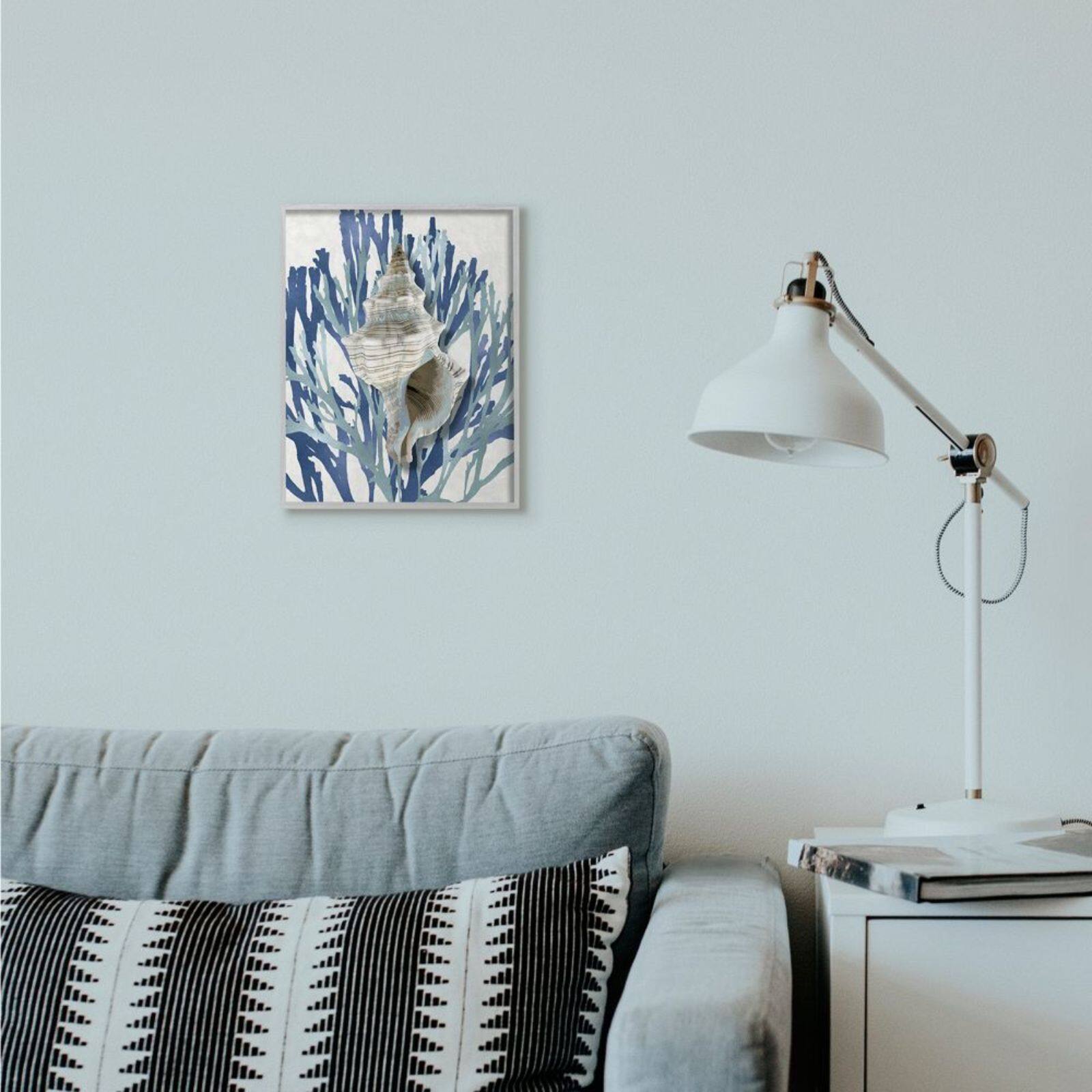 Stupell Industries Blue Coral & Shell Wall Art in Frame