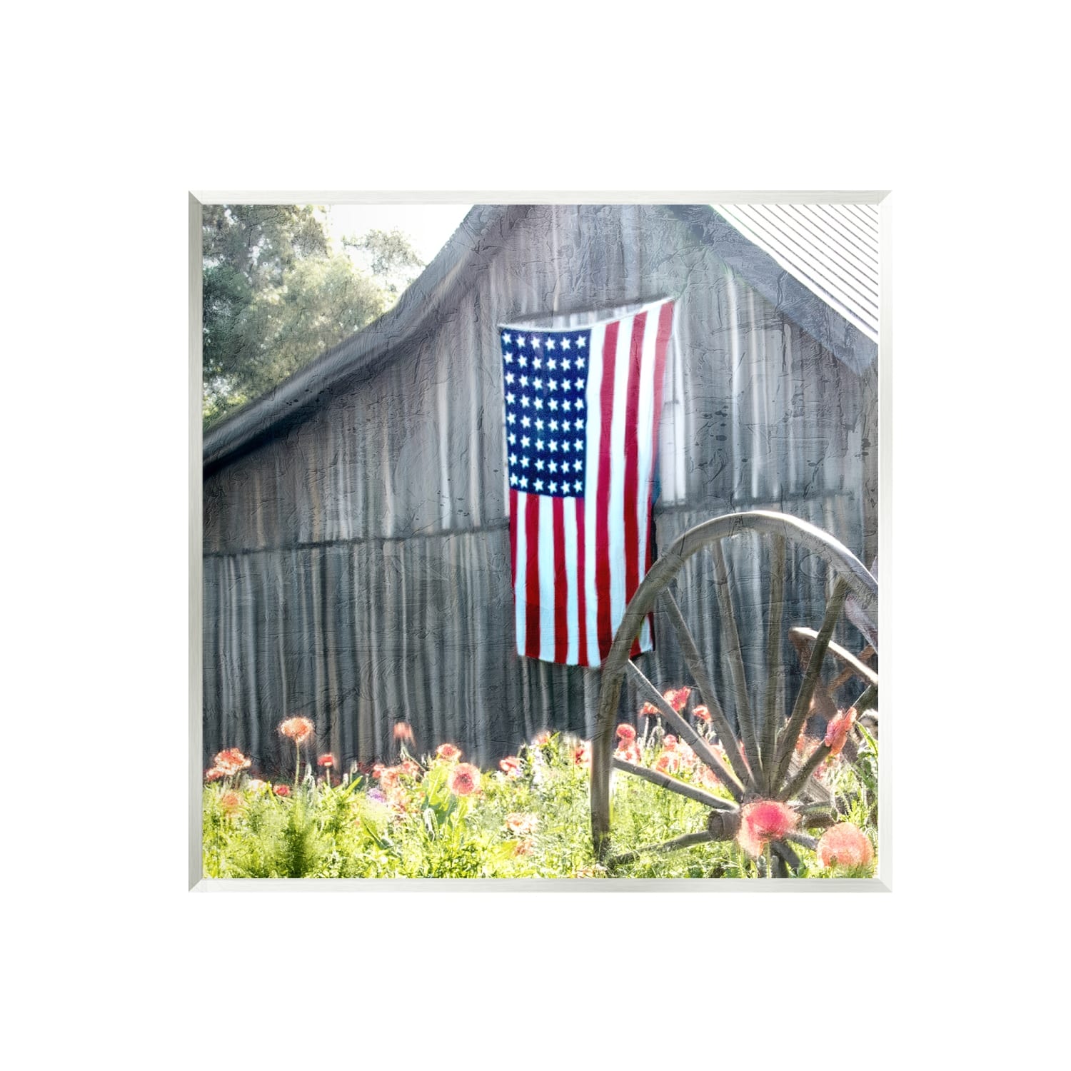 Stupell Industries Americana Barn Floral Farmland Wall Plaque Art