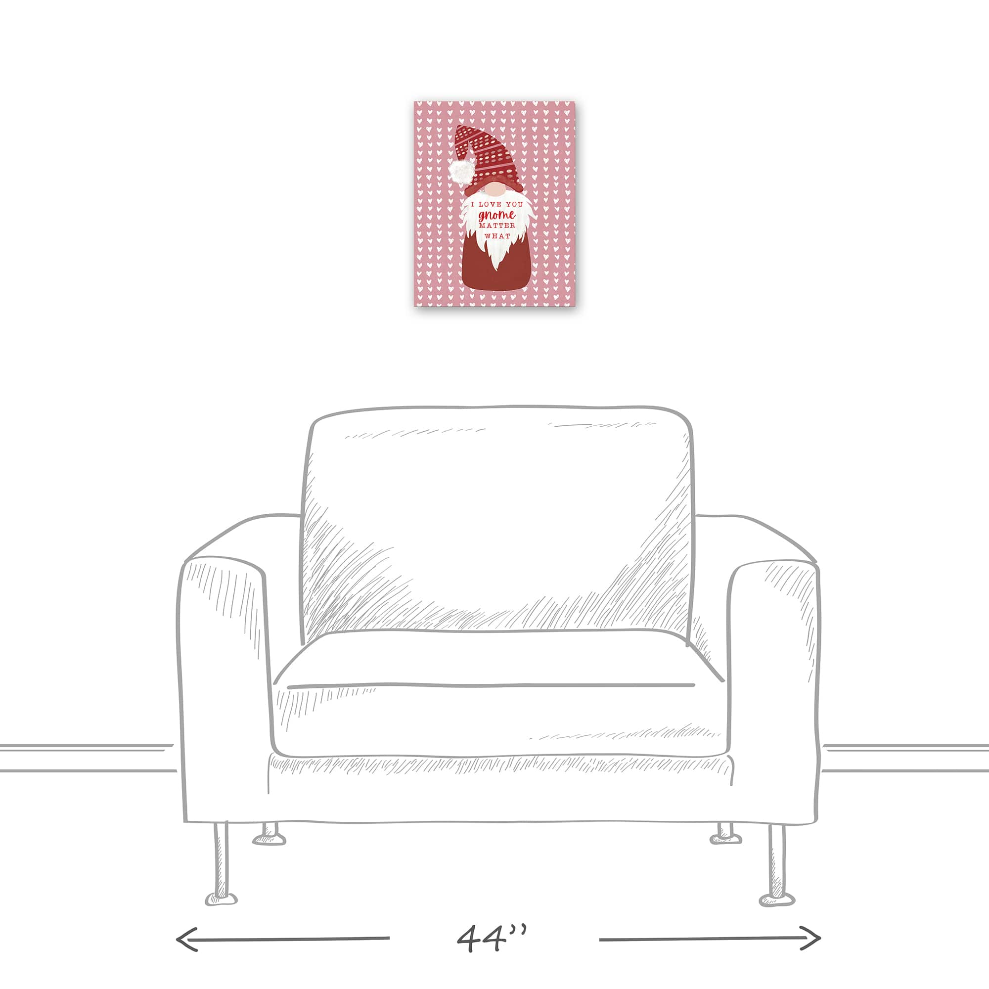 Cute Gnome On Hearts Canvas Wall Art