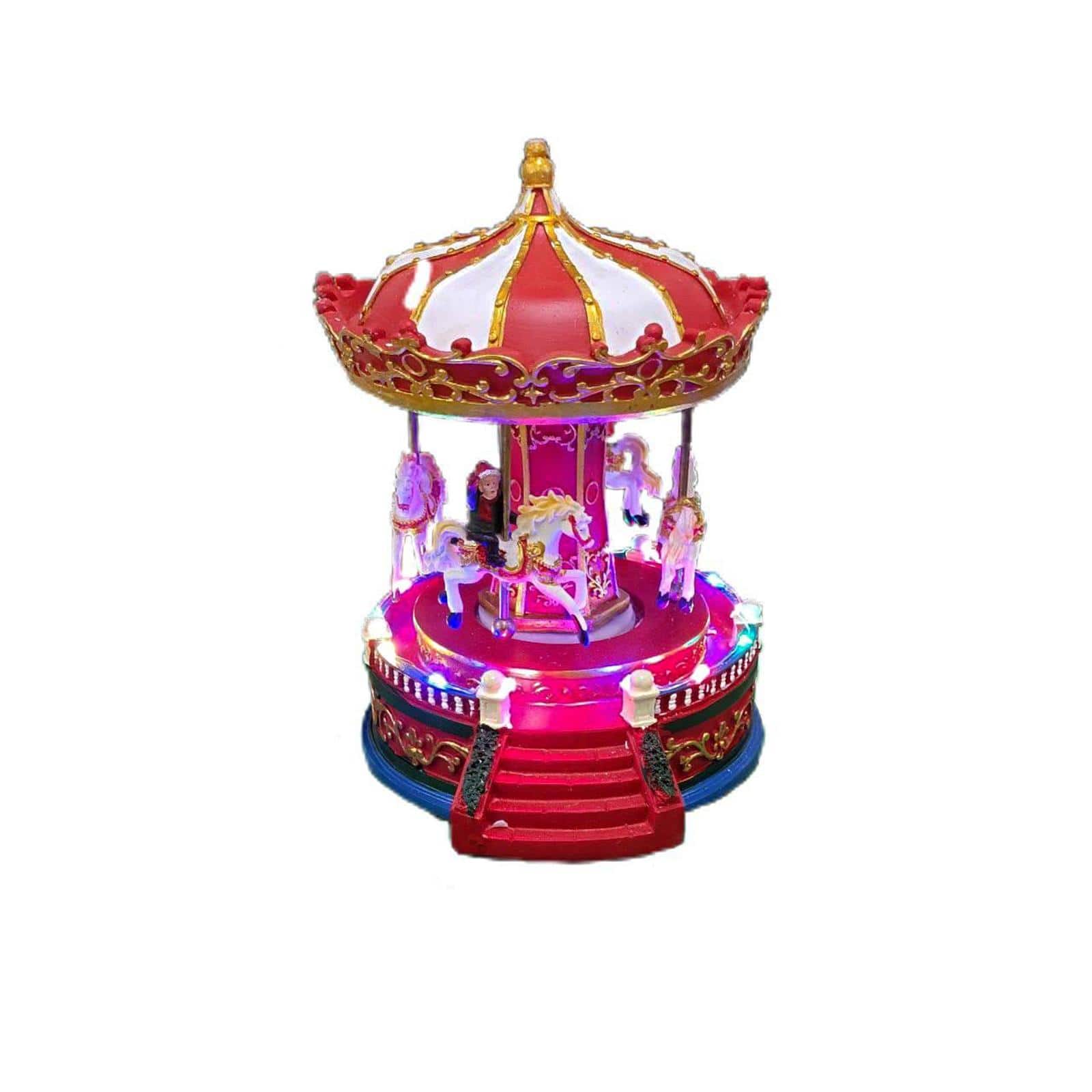 20" Christmas Village Carousel with LED Lights