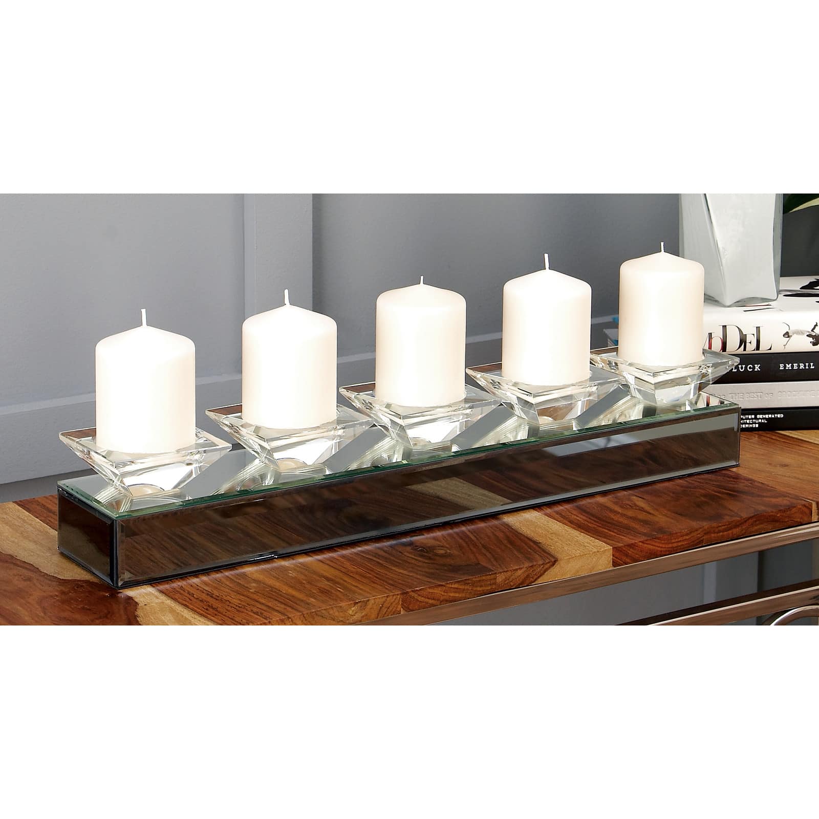 24" Clear Mirror Glam Candlestick Holder