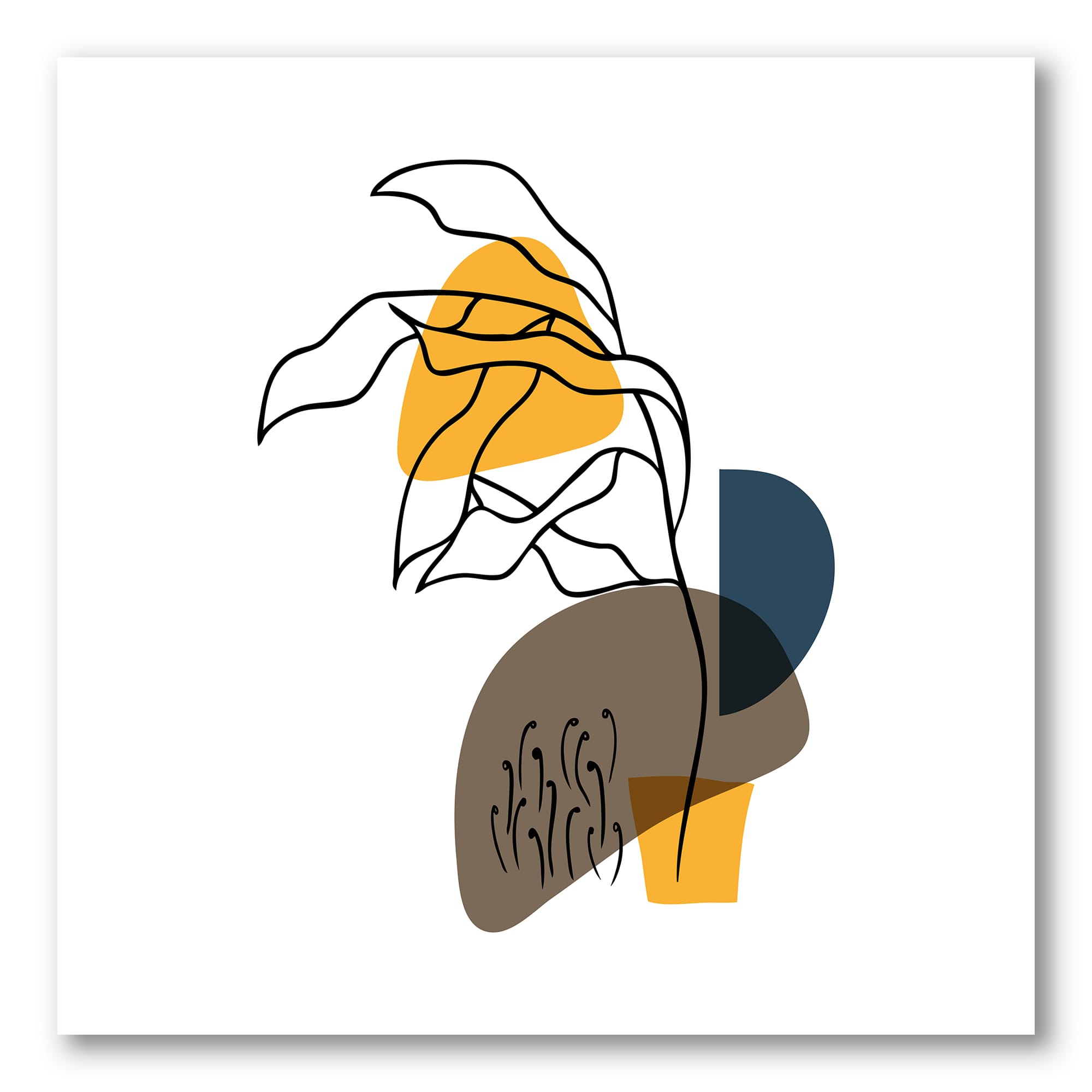 Designart - Abstract Flowers On Minimal Shapes V