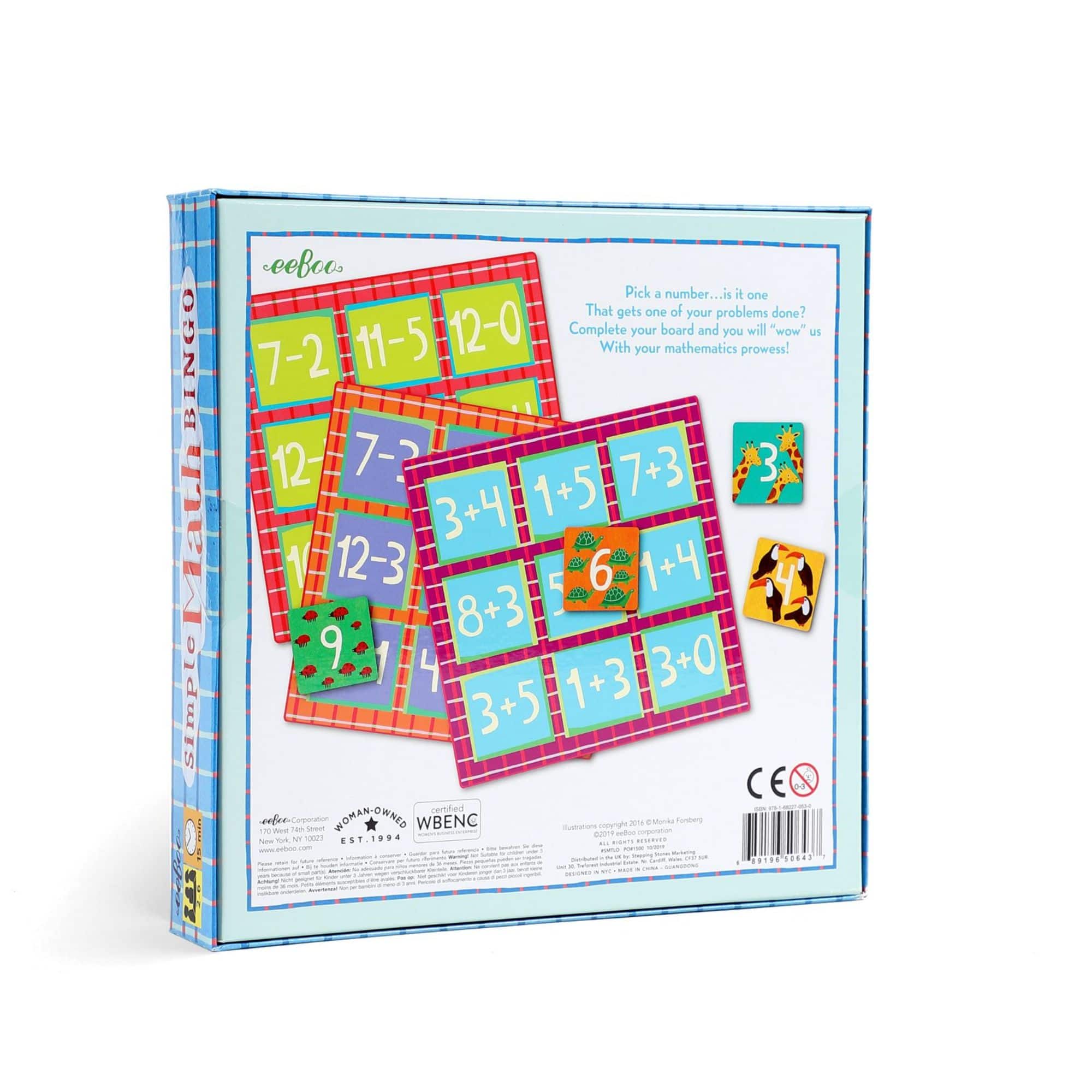 eeBoo Simple Addition & Subtraction Math Bingo Game