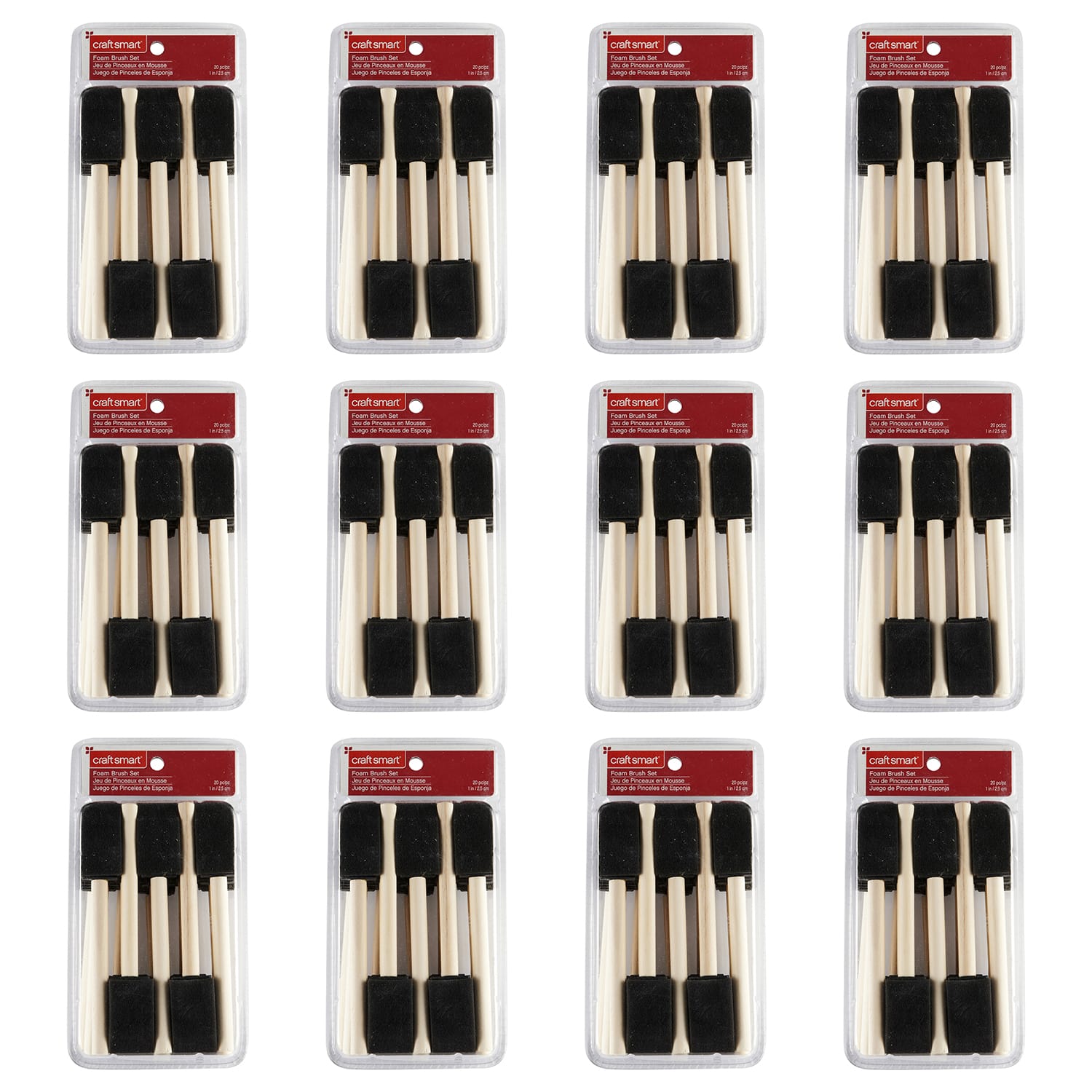 12 Packs: 20 ct. (240 total) 1" Foam Brush Set Value Pack by Craft Smart®