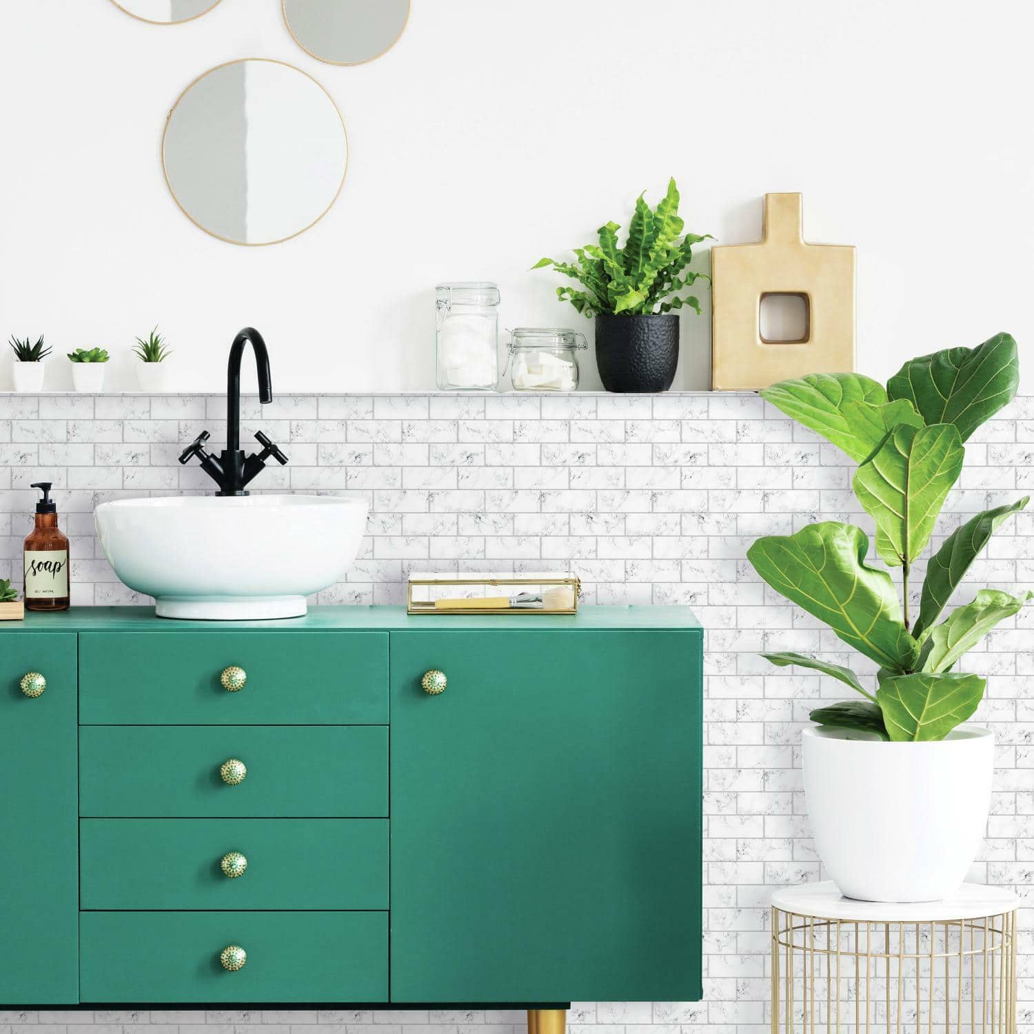 RoomMates Carrara Marble Subway Peel & Stick Backsplash StickTiles