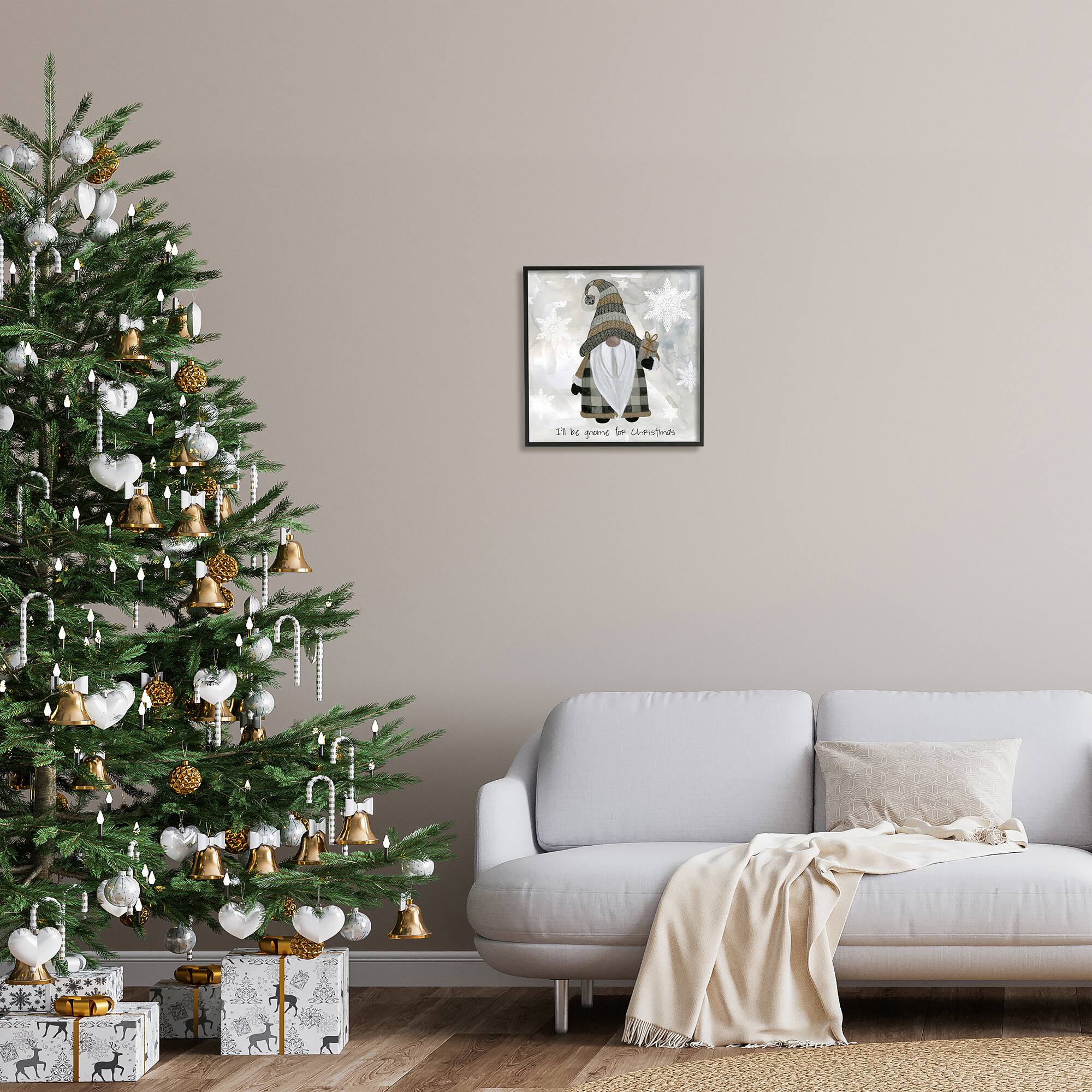 Stupell Industries Gnome For Christmas Phrase Framed Giclee Art