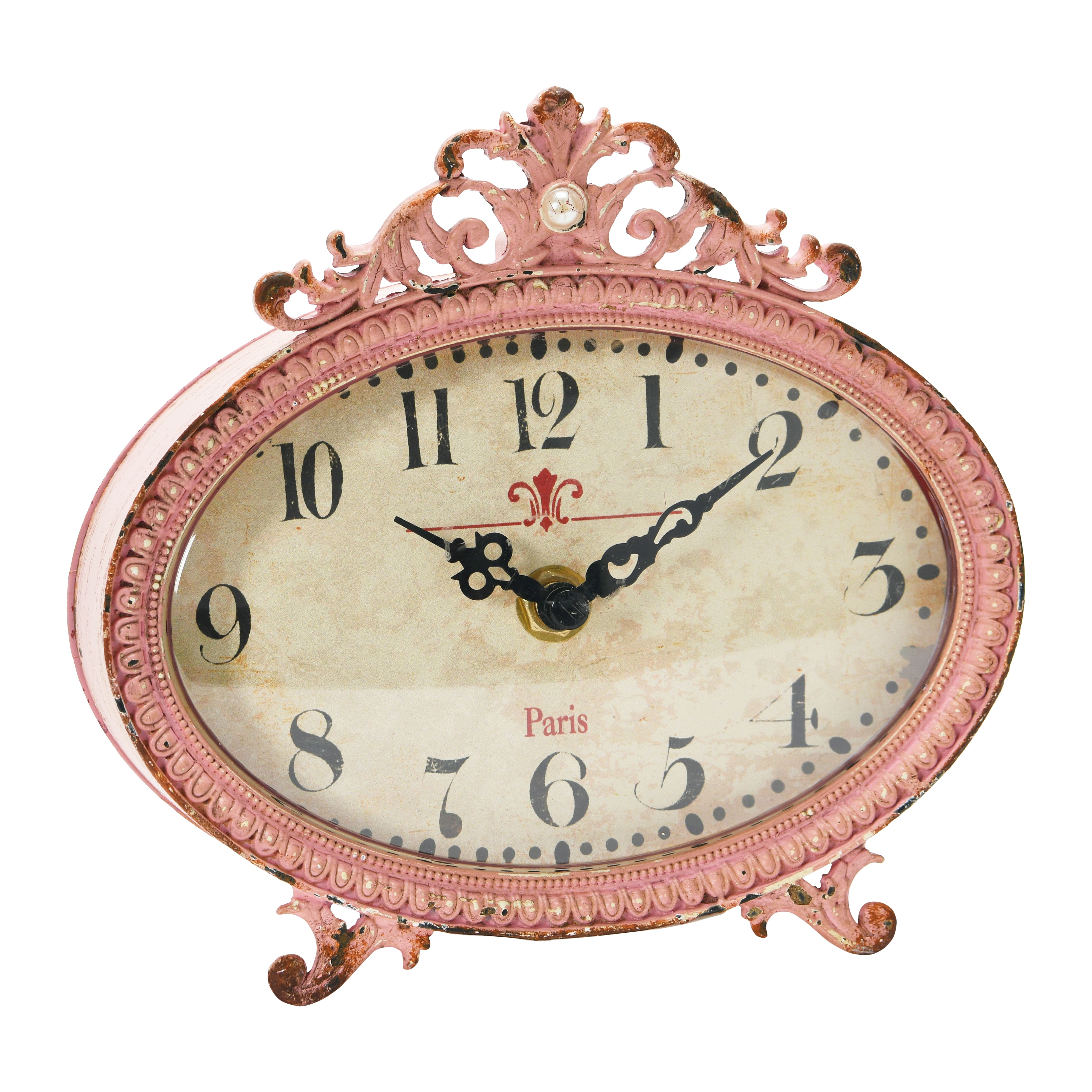 Hello Honey® 6.5" Distressed Pewter Mantel Clock