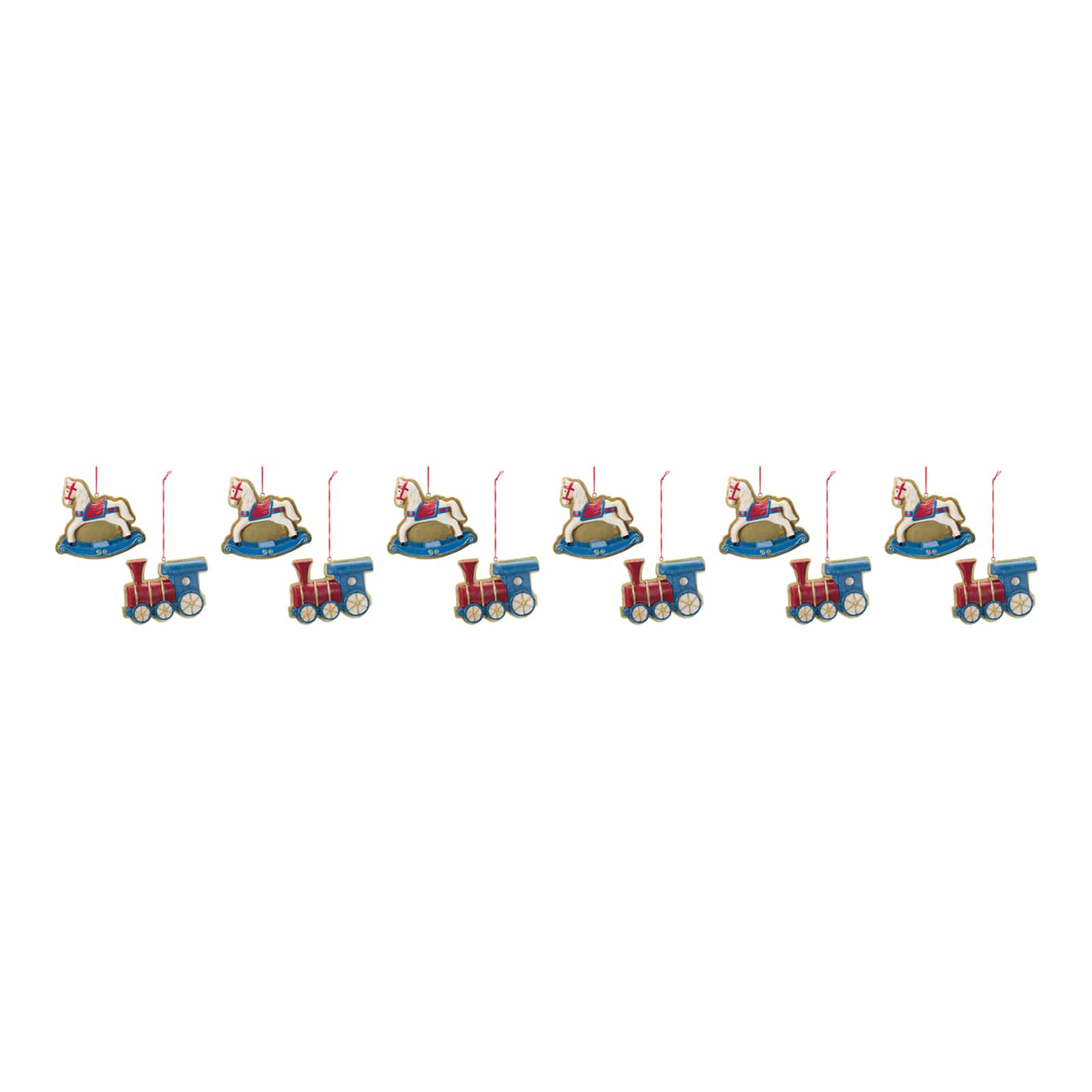 Rocking Horse & Toy Train Ornament Set