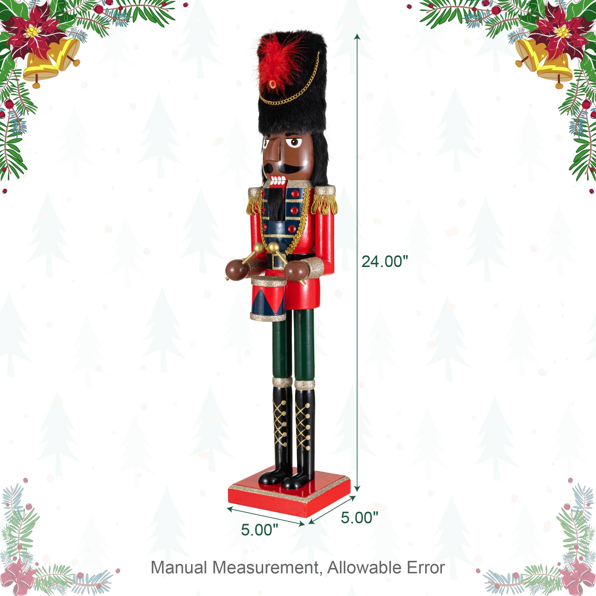 Glitzhome® 24" Wooden Christmas African Soldier Nutcracker