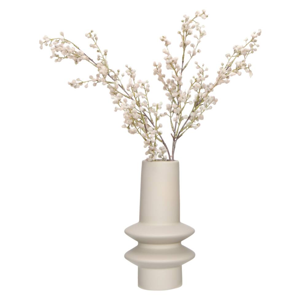 Hello Honey® 9" Taupe Modern Sculptural Stoneware Vase with Latex Glaze