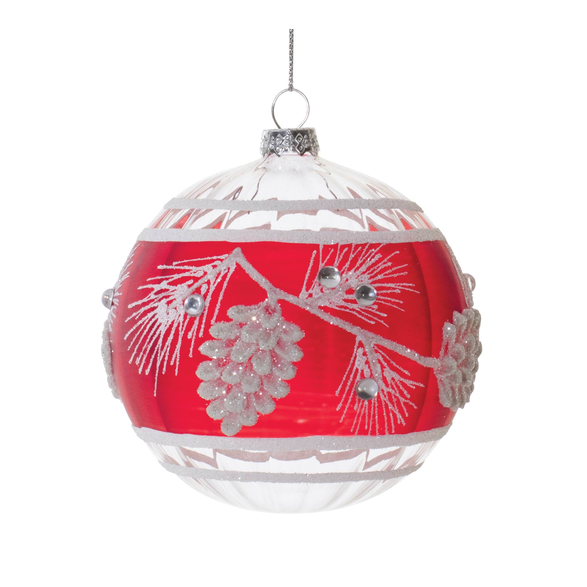 Glittered Glass Pinecone Ornaments Set