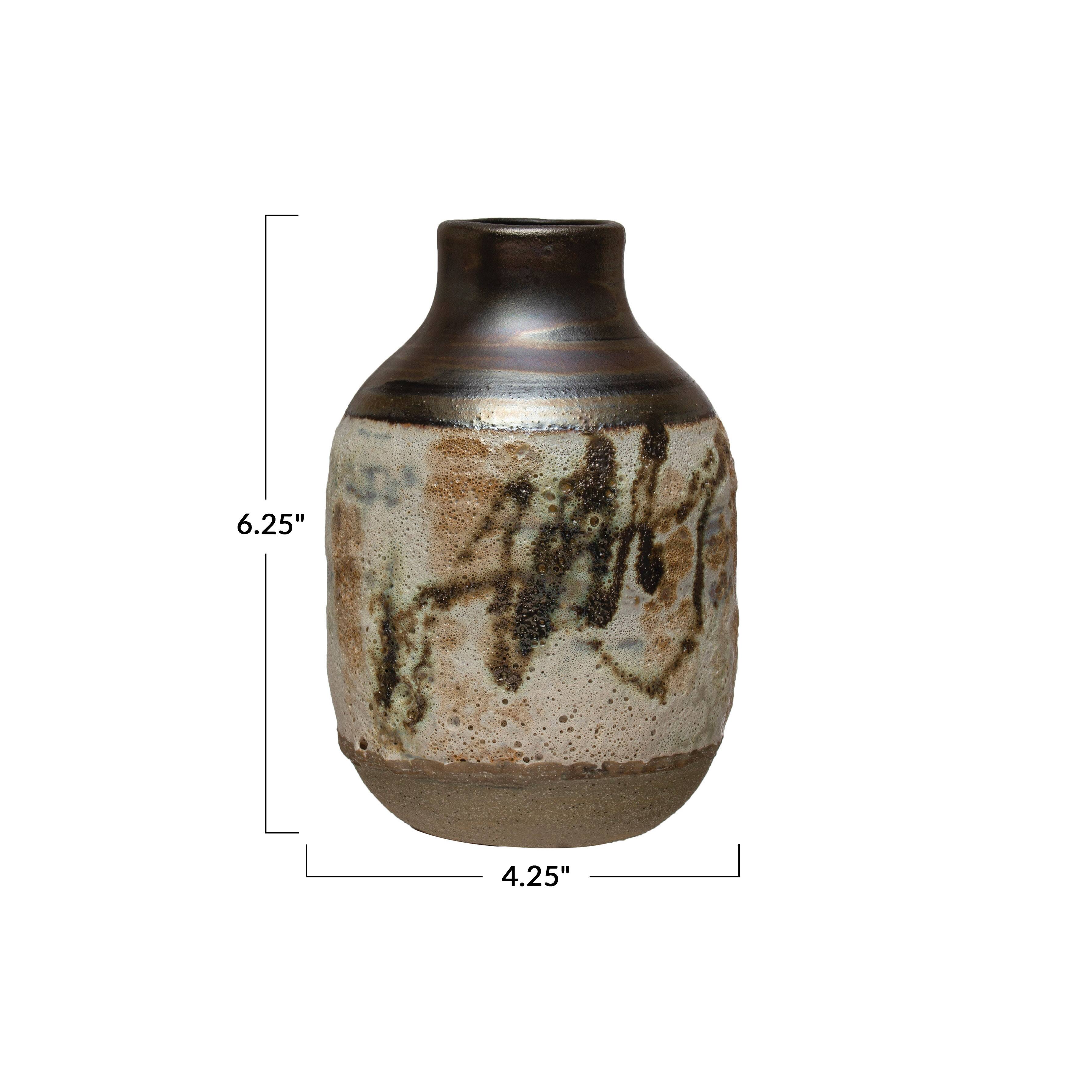 Hello Honey® 6" Neutral Hand Painted Stoneware Vase