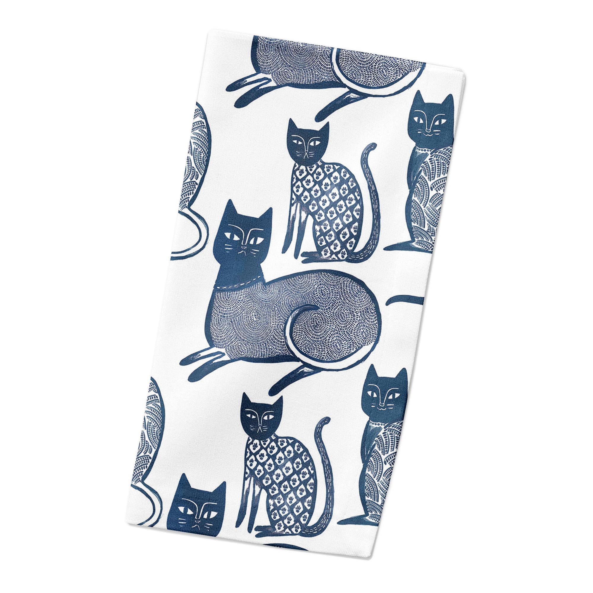 Blue Cat Pattern 10" x 10" Cotton Twill Napkin