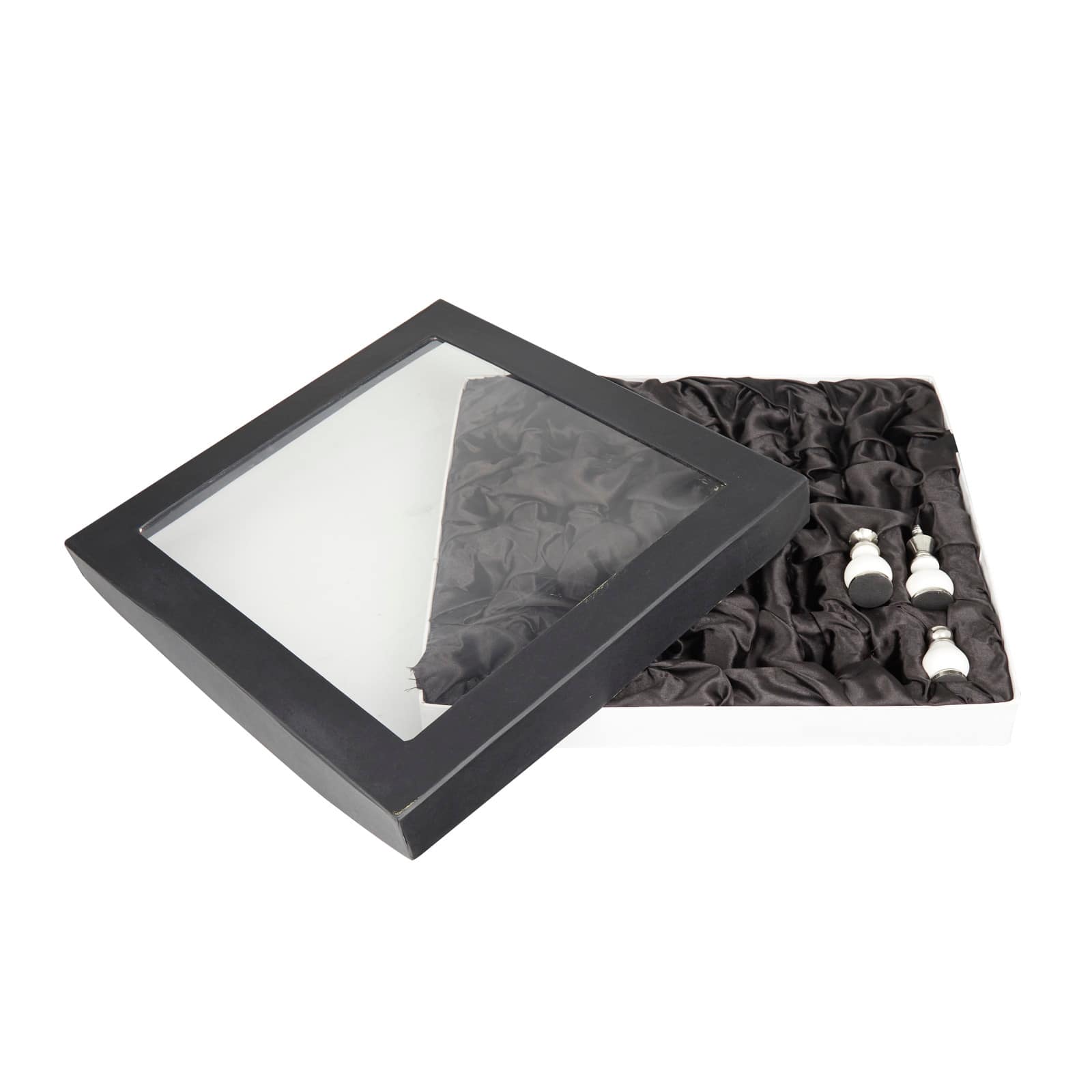 Black Aluminum Contemporary Game Set, 16" x 16" x 4"