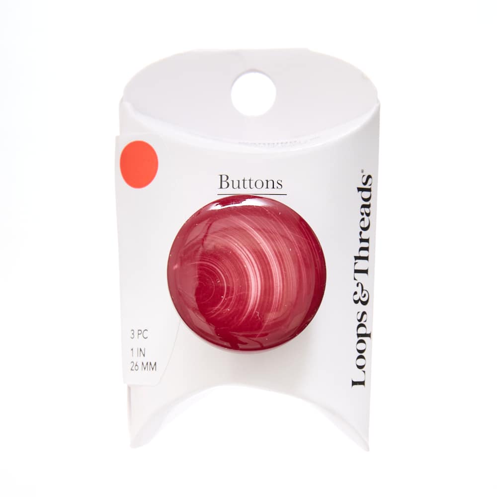26mm Burgundy Radial Lines Round Buttons, 3ct. by Loops & Threads®