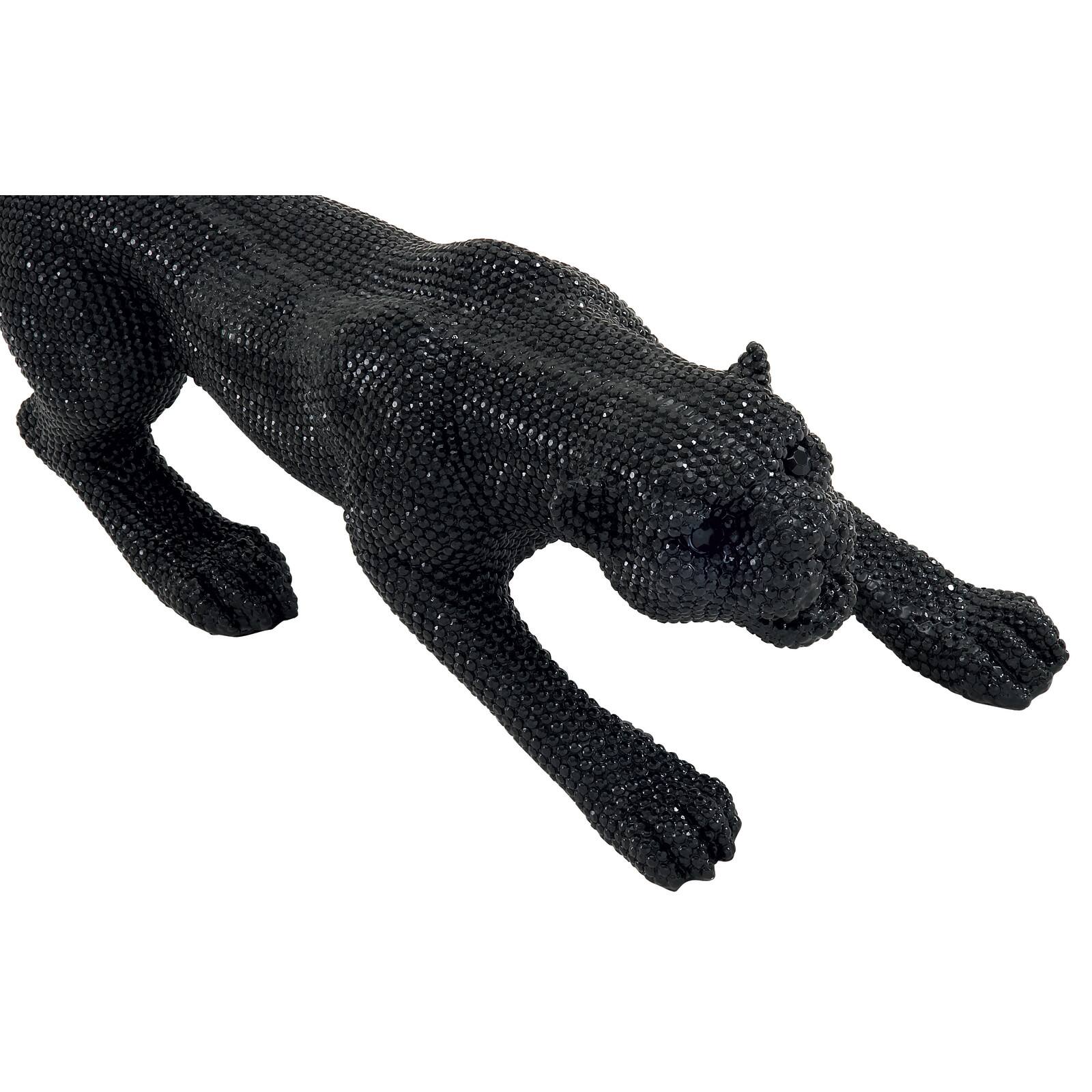 42" Black Polystone Glam Leopard Sculpture