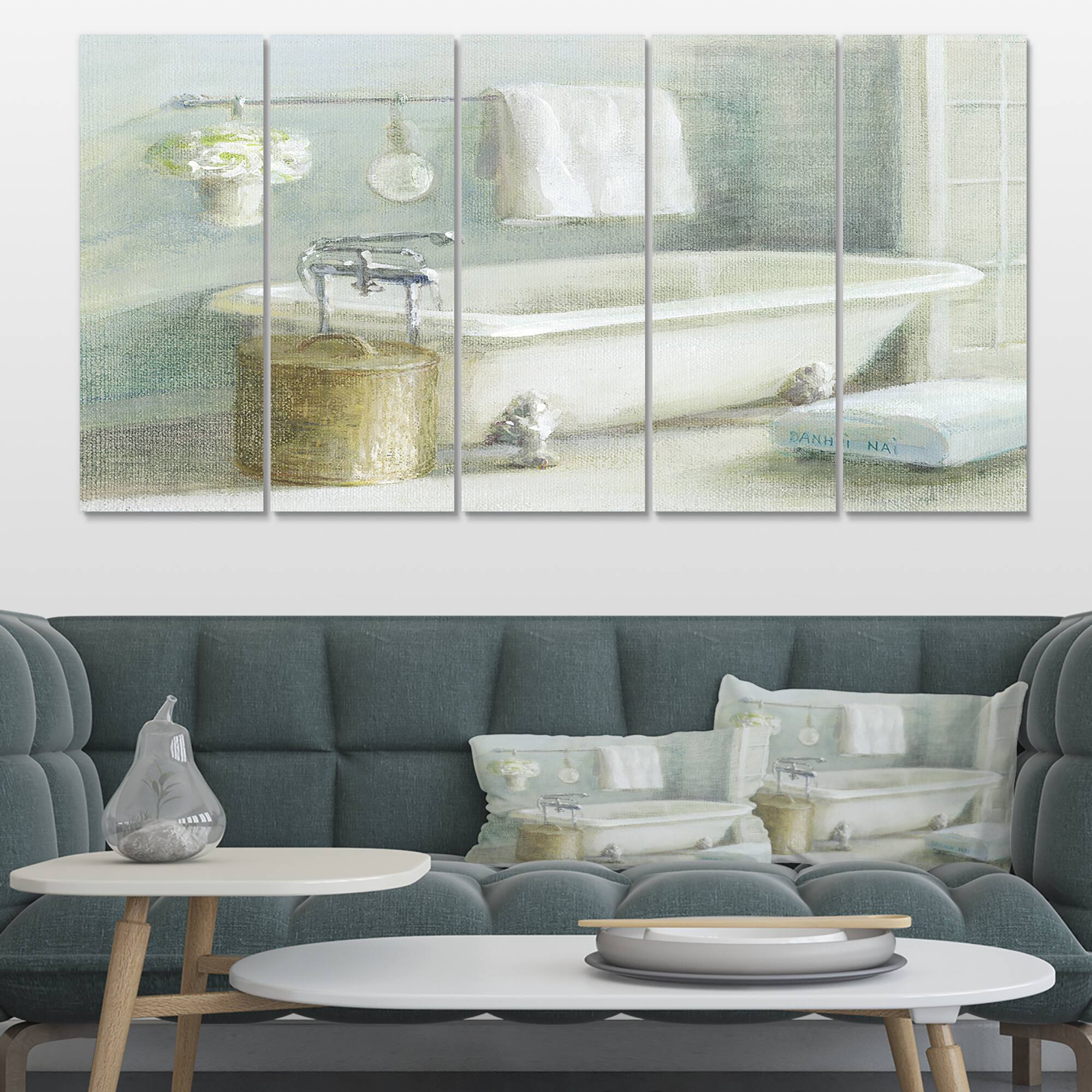 Designart - Pastel Bath I - Bathroom Premium Canvas Wall Art