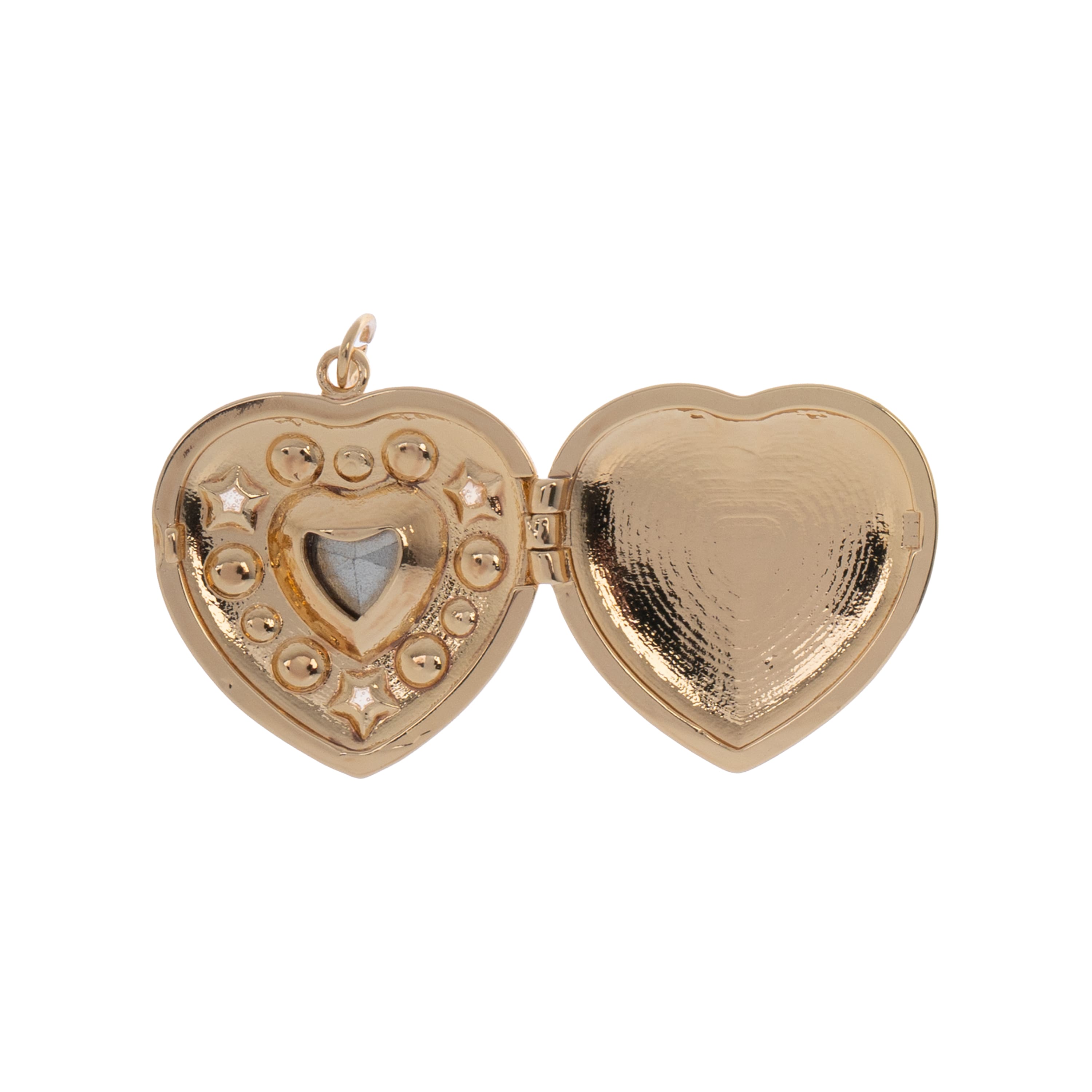 Gold & Pink Bejeweled Brass Heart Locket by Bead Landing™