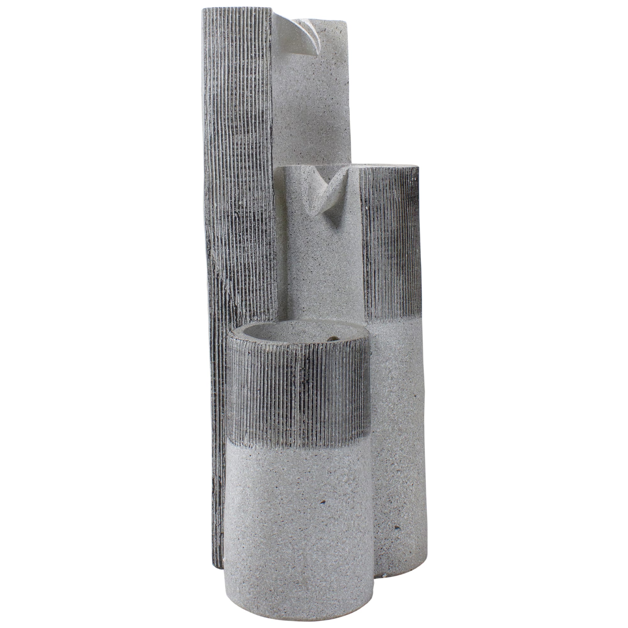 24" Gray Speckled Modern Style 3-Tier Rainfall Outdoor Water Fountain