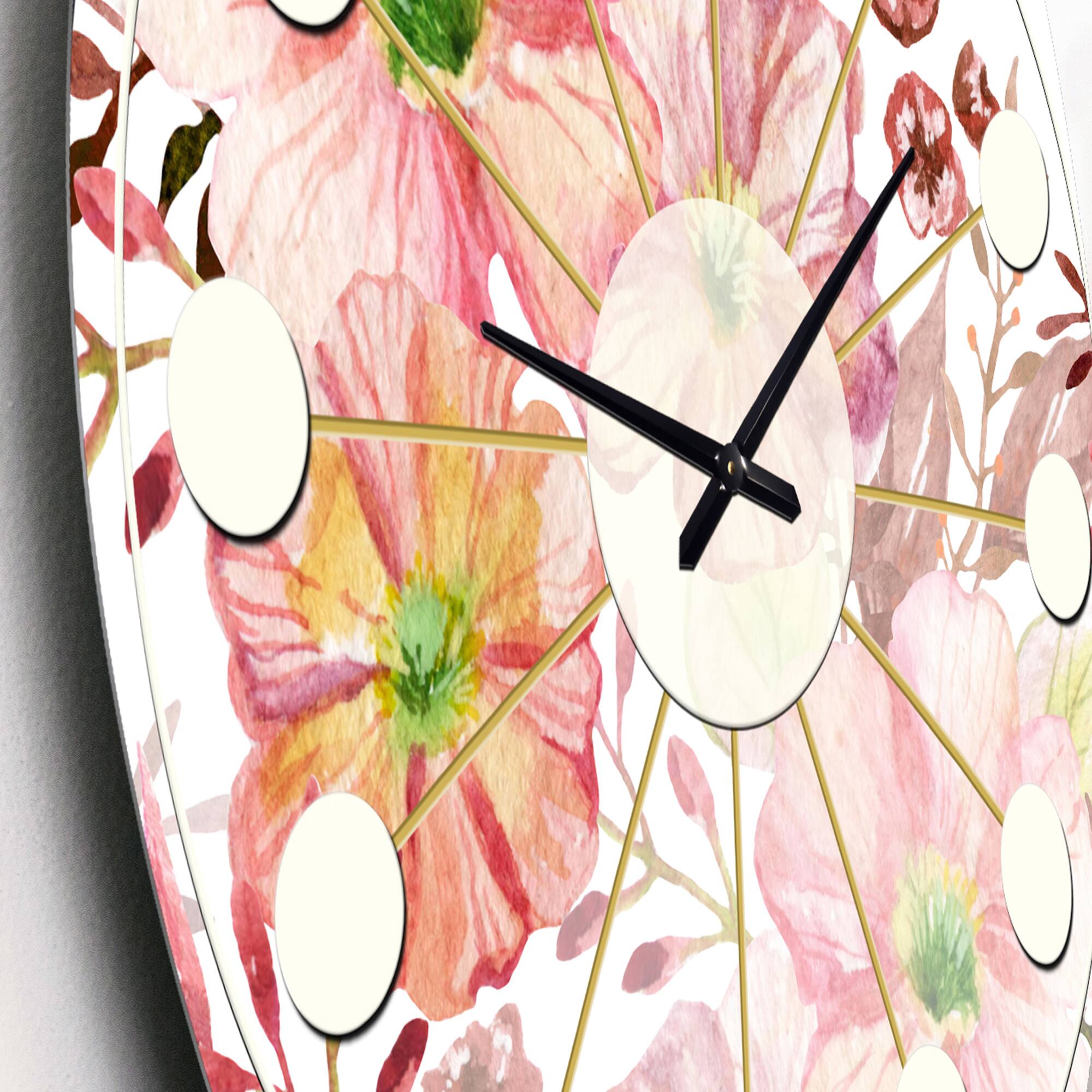 Designart 'Floral Botanical Retro Iii Mid-Century Modern Wall Clock