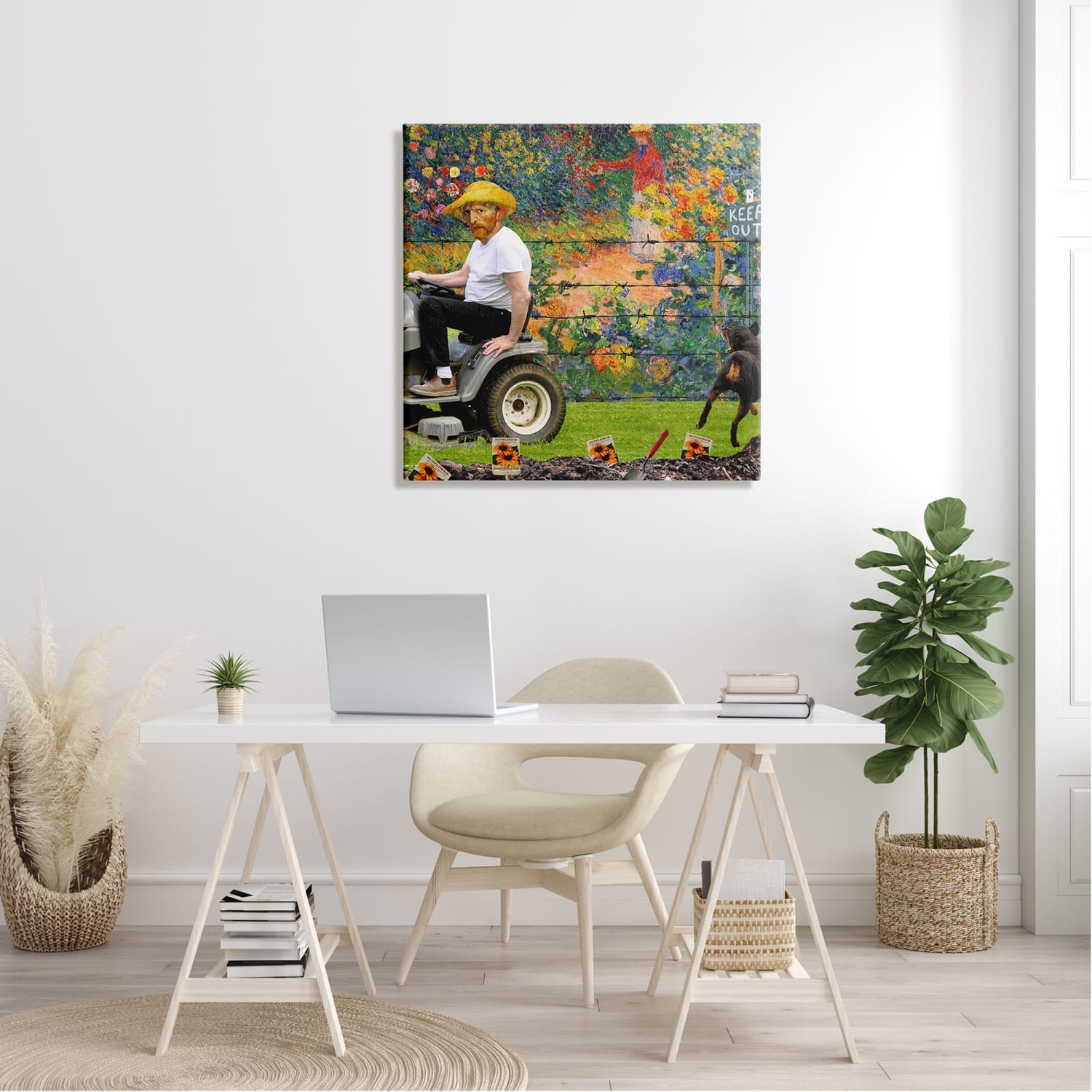 Stupell Industries Van Gogh Gardening Flowers Farmer Dog Collage Canvas Wall Art