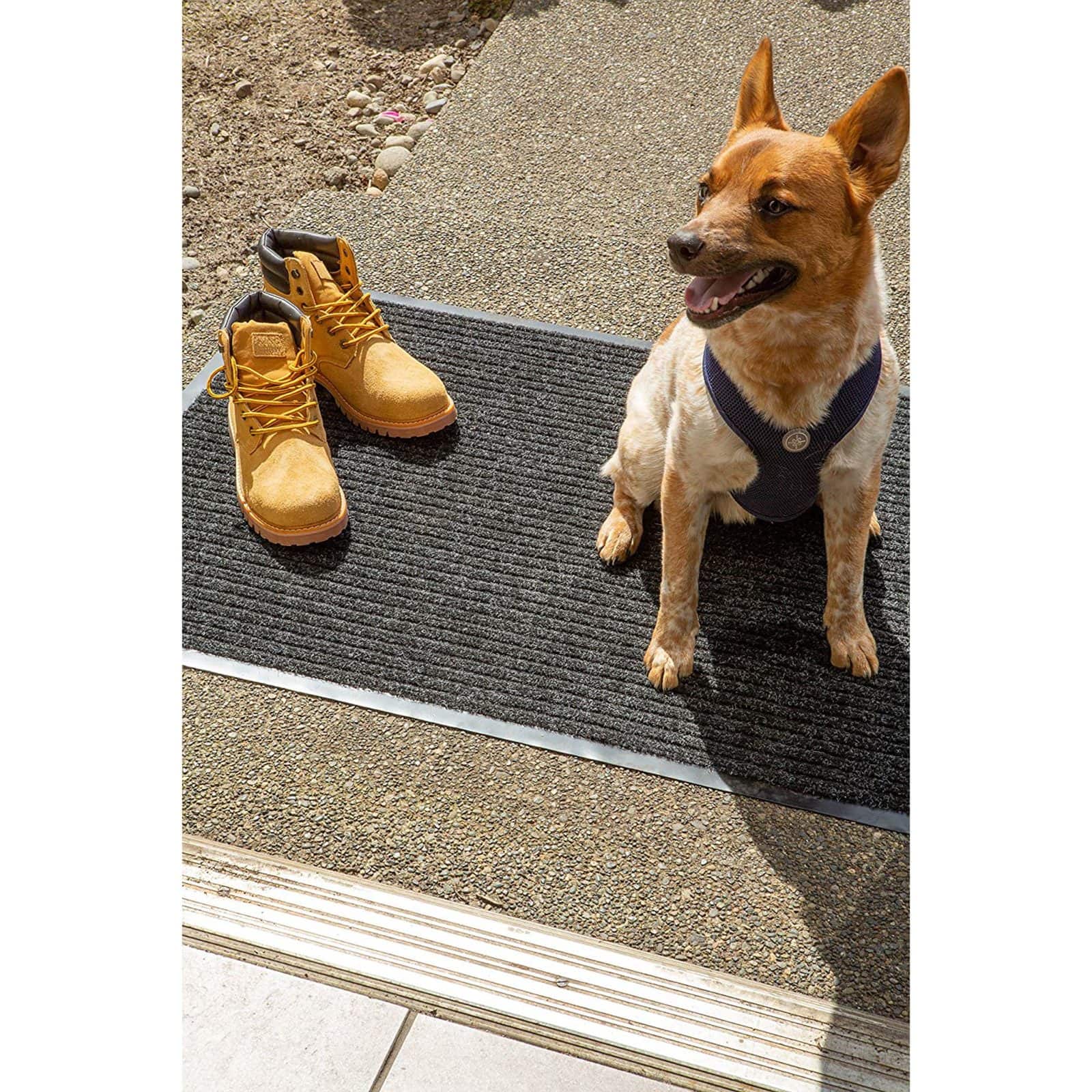 DII® J&M Charcoal Ribbed Walk Off Utility Mat, 30" x 48"
