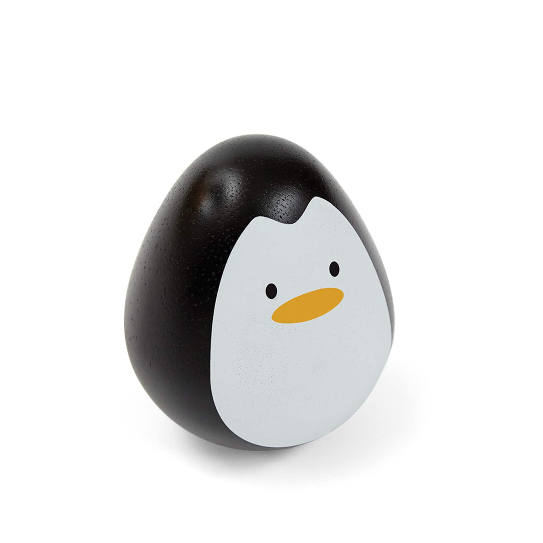 PlanToys 3" Black & White Penguin Wobbler Wooden Bounce Back Toy