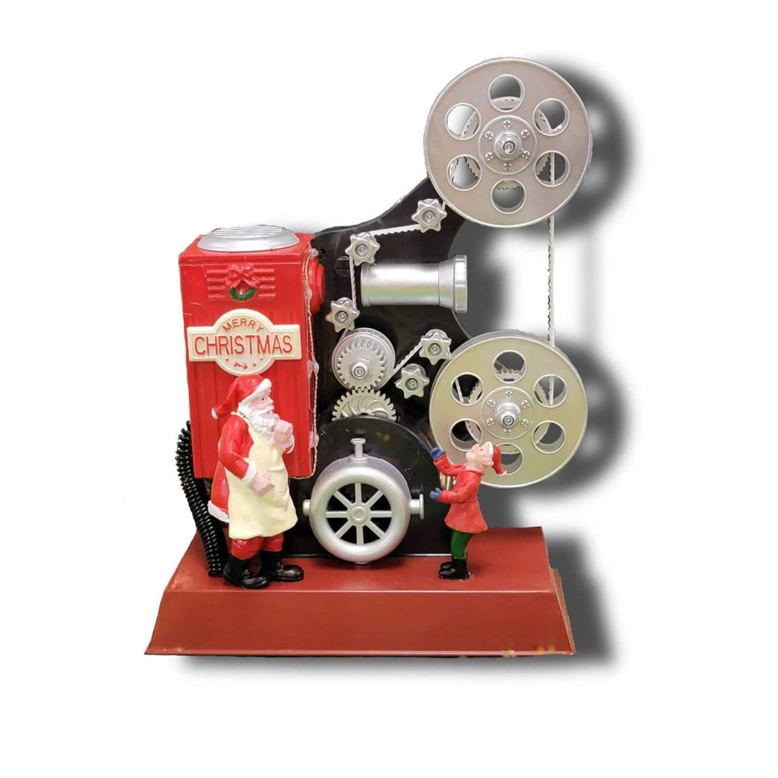 Wizardi Santa's Movie Projector Christmas Village Decoration with LED Lights