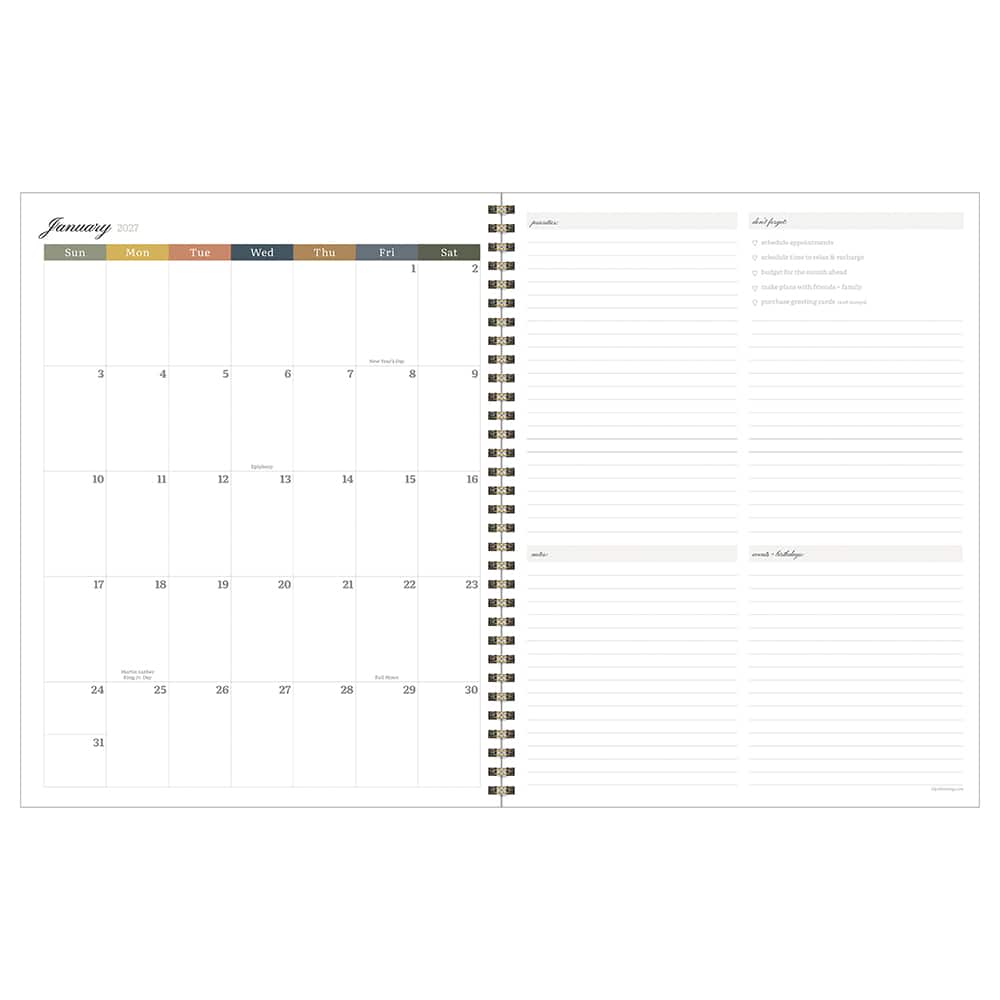 2027 Formal Flowers Large Weekly Monthly Planner
