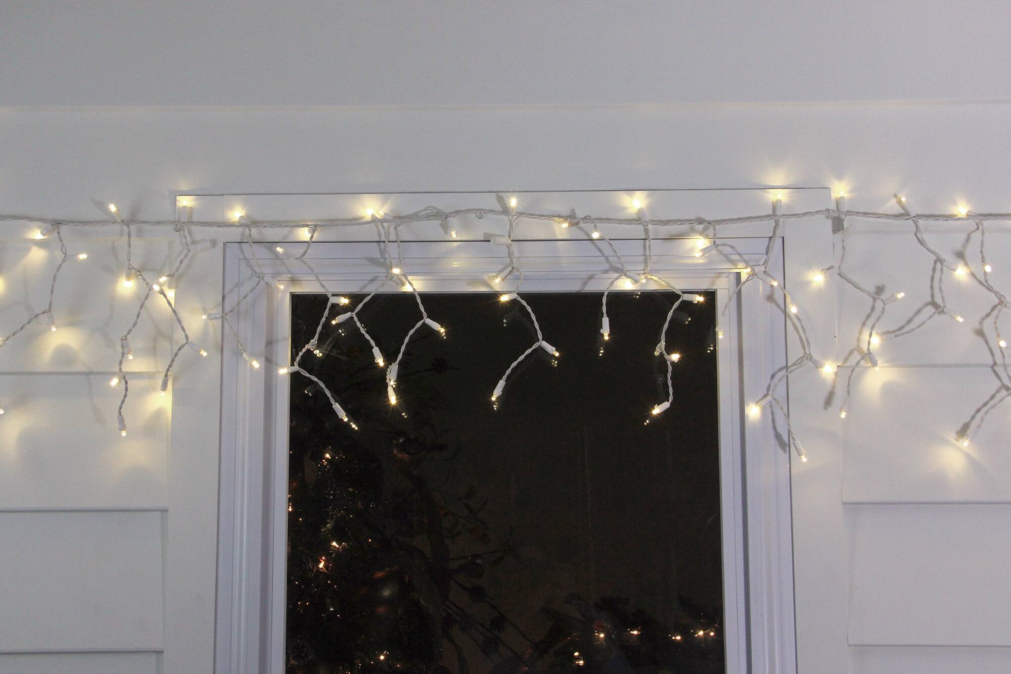 100ct. LED Wide Angle Icicle Christmas Lights With White Wire