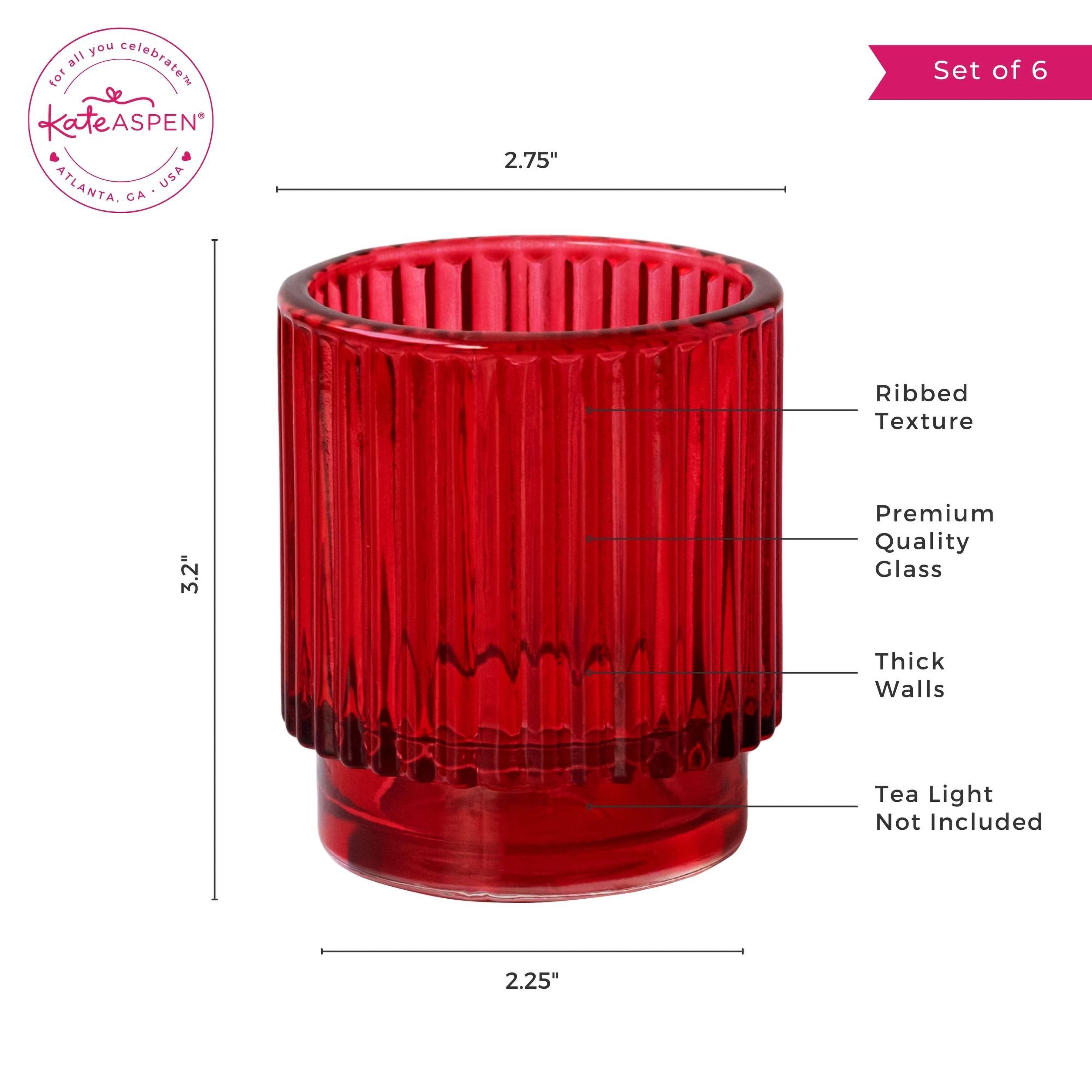 Kate Aspen® Ribbed Glass Votive Candle Holder Set