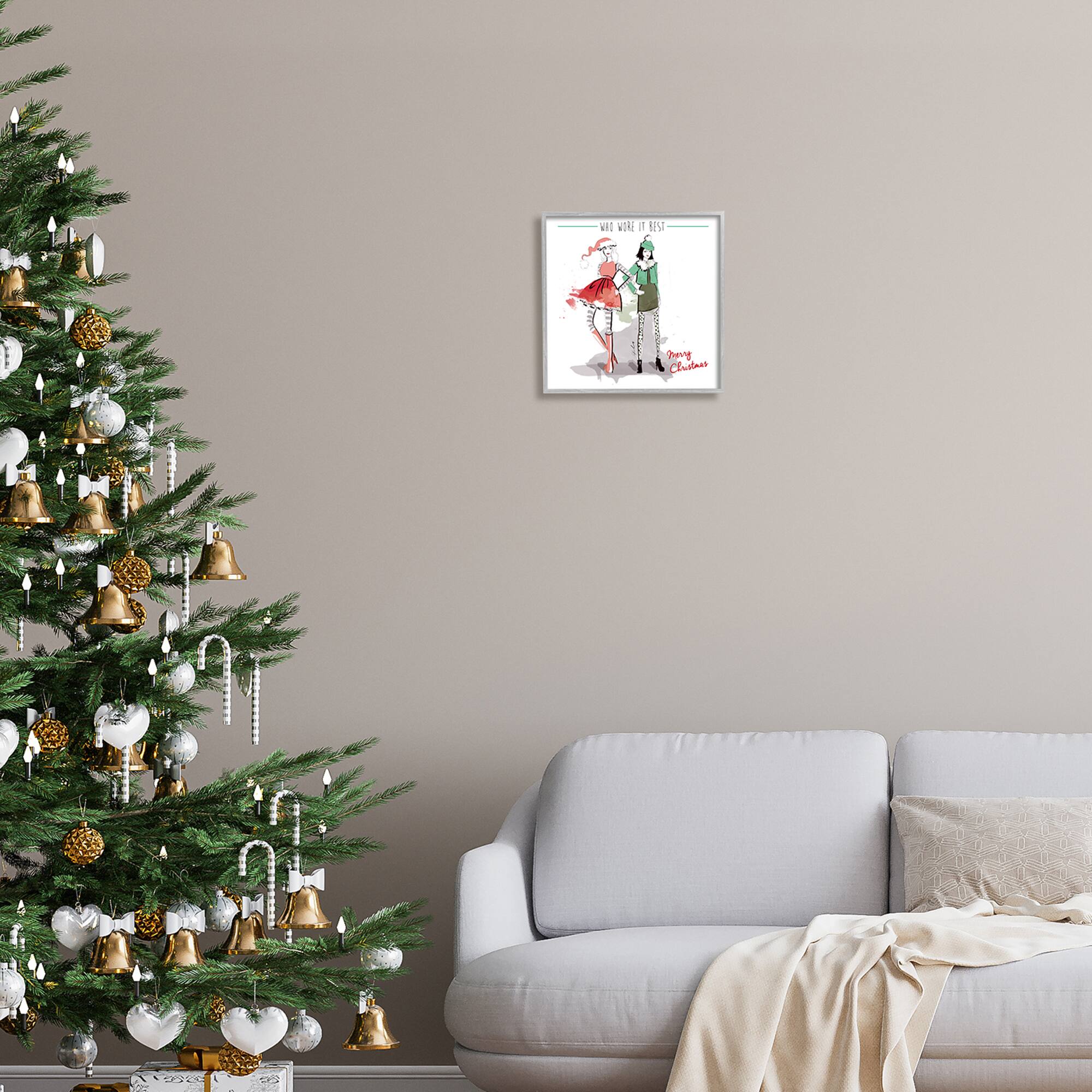 Stupell Industries Who Wore It Best Christmas Fashion Framed Giclee Art