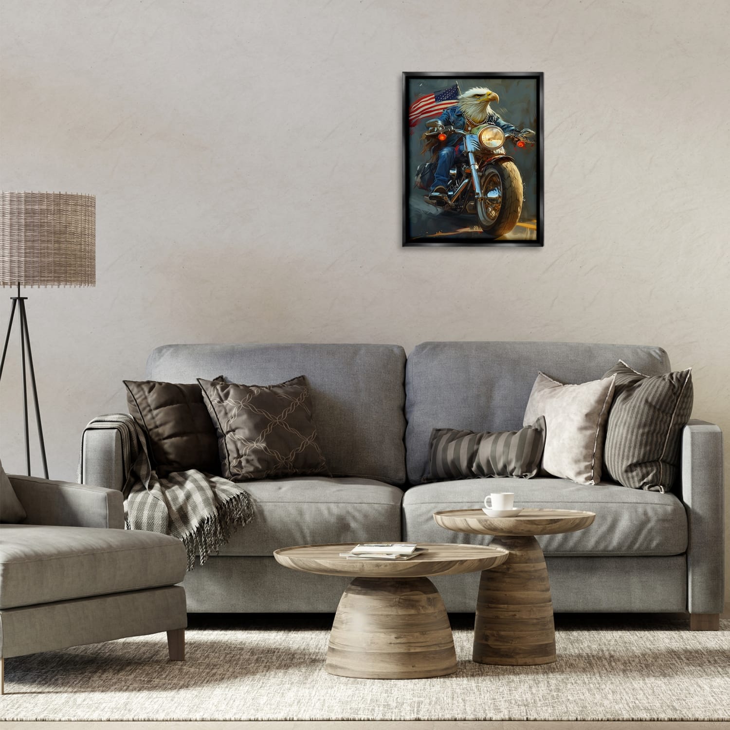 Stupell Industries Patriotic Eagle Motorcycle Floater Framed Art