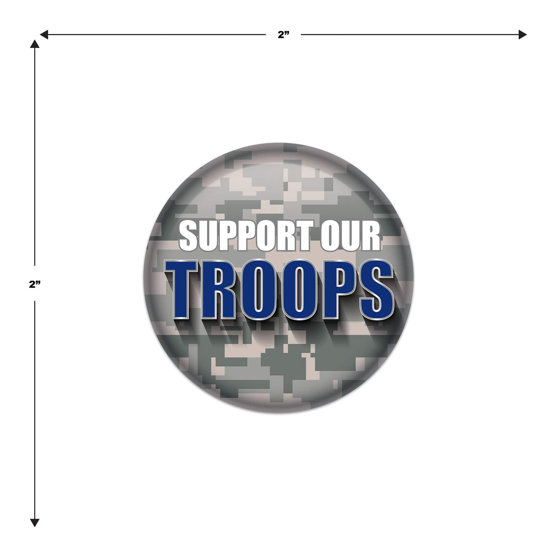Beistle 2" Camouflage Support Our Troops Buttons, 6ct.