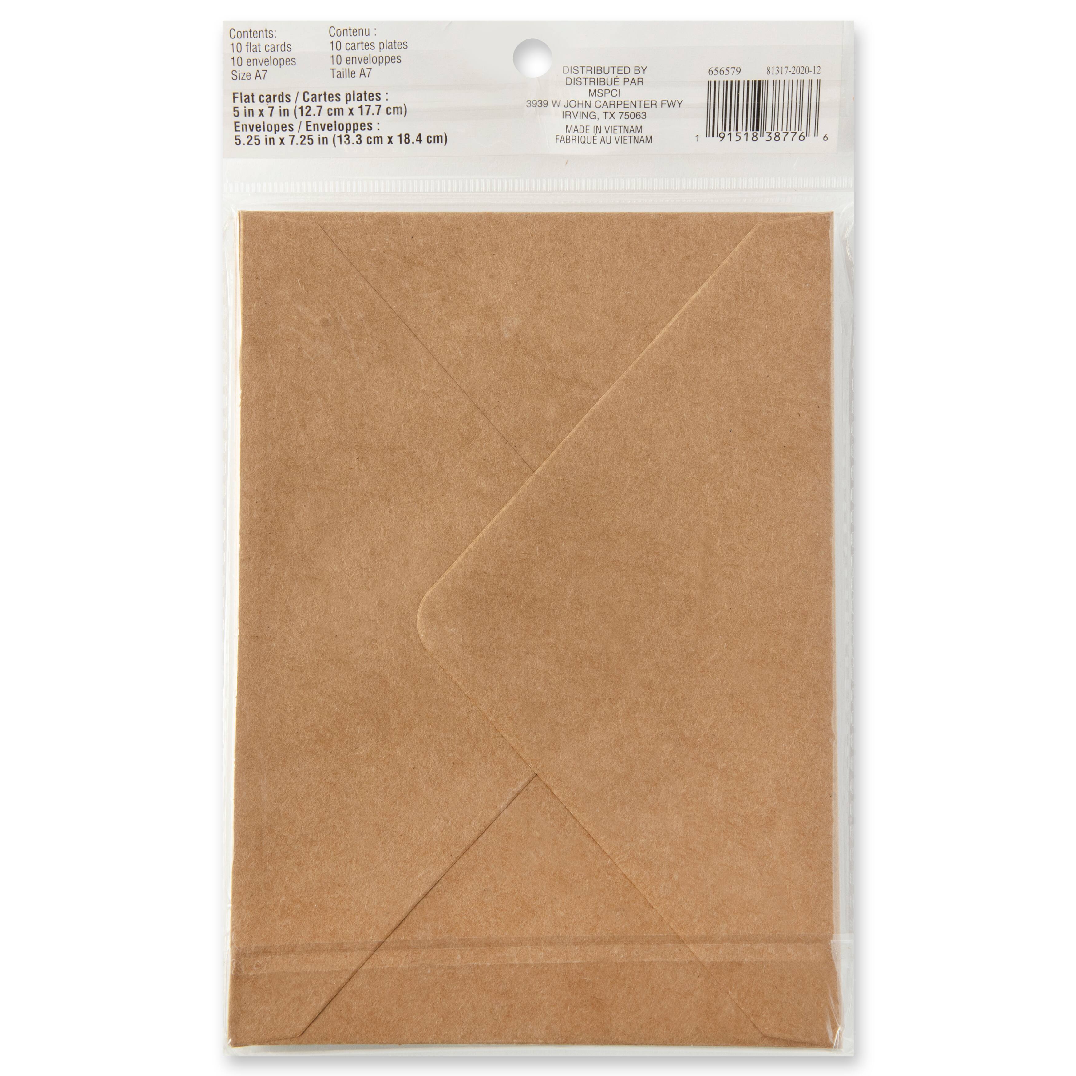 10 Sets of Kraft Flat Cards & Envelopes by Recollections™, 5" x 7"