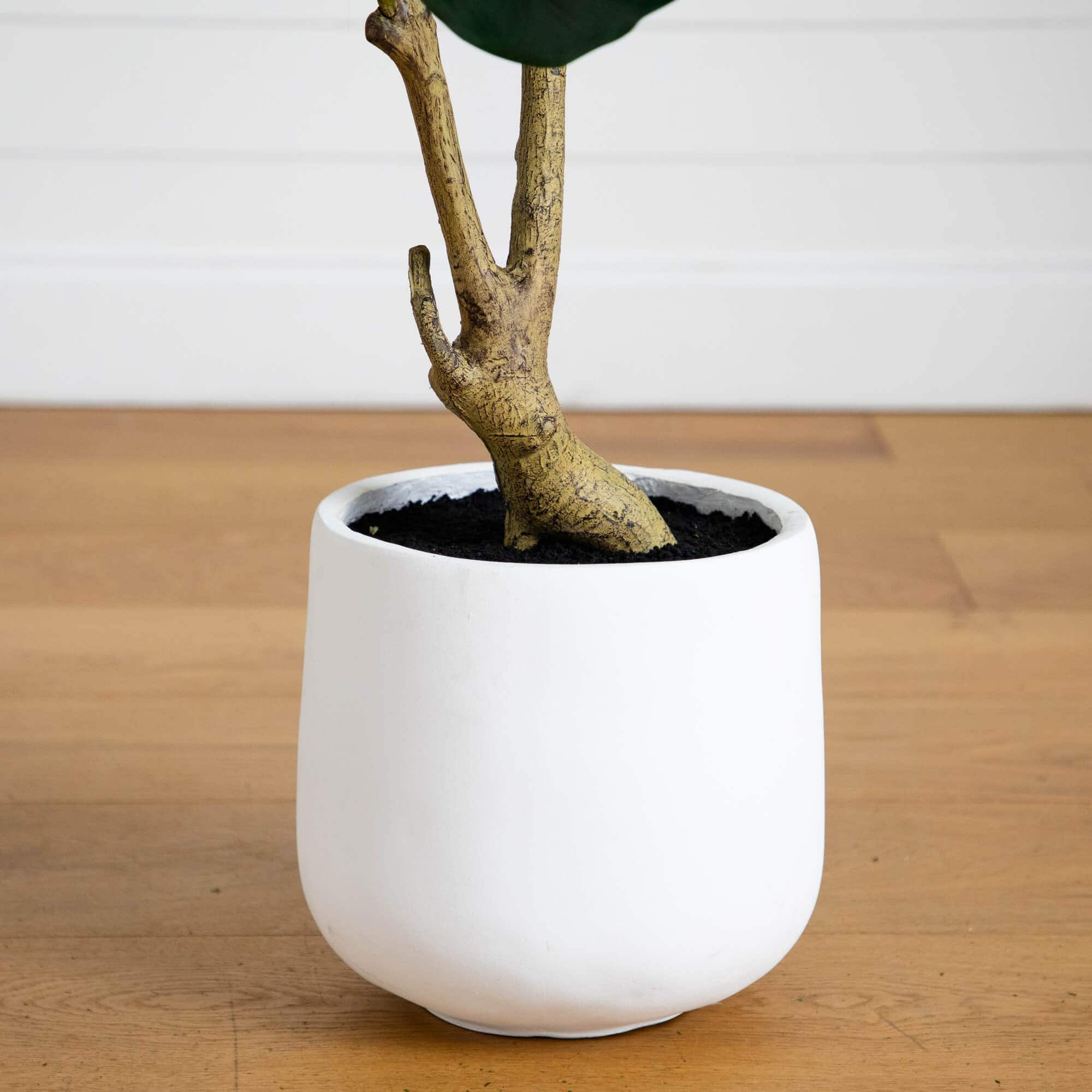 4ft. Artificial Lush Fiddle Leaf Tree in Decorative White Planter