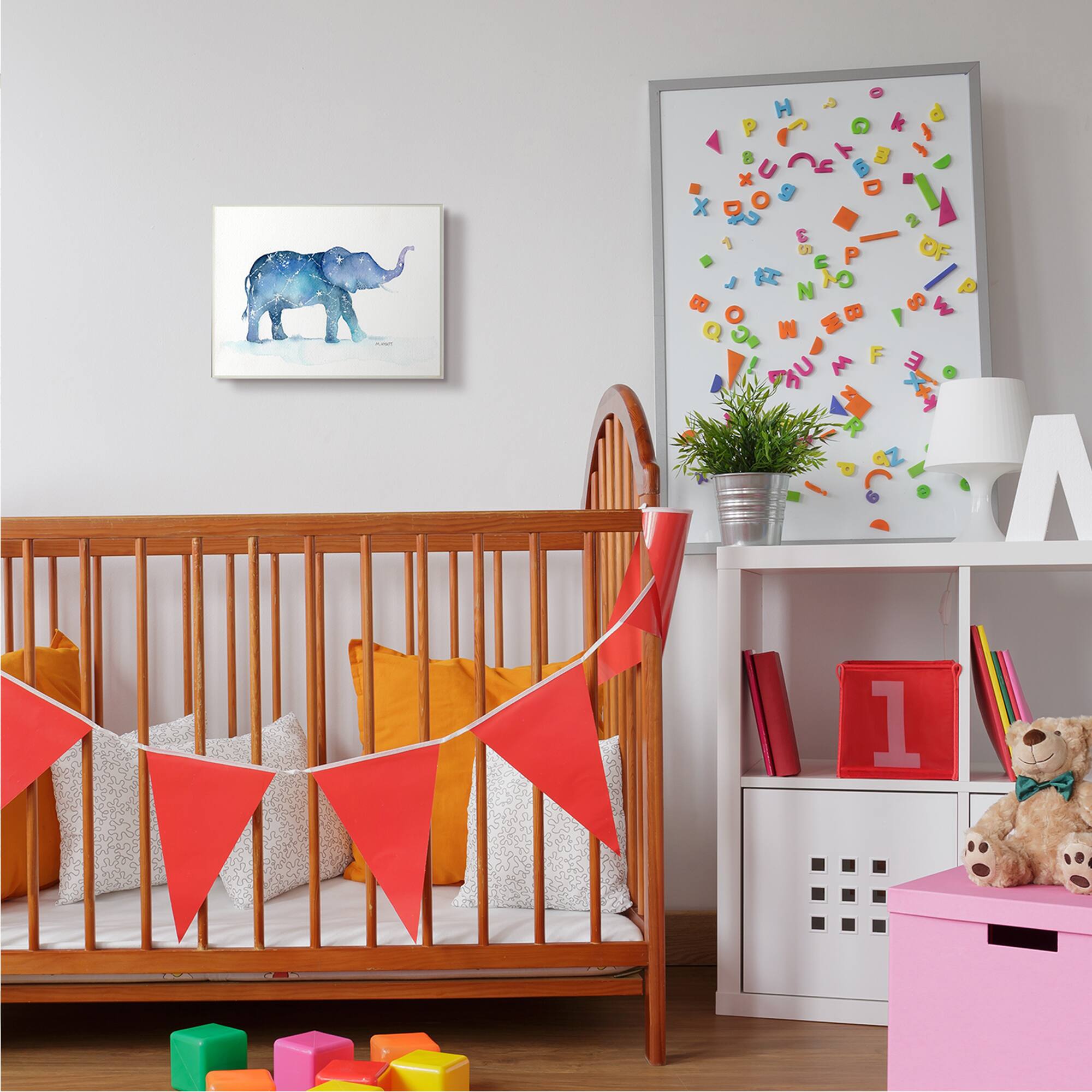 Stupell Industries Elephant March with Abstract Night Sky Constellation Wall Plaque