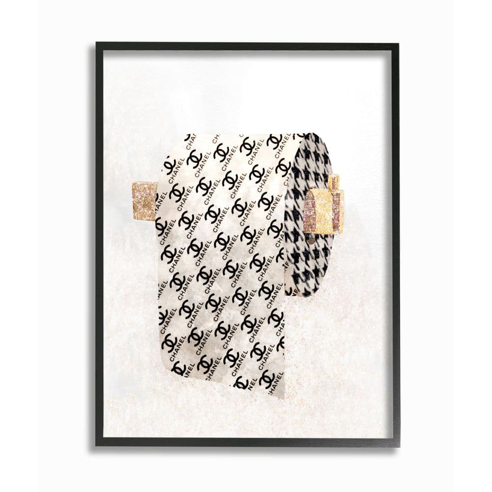 Stupell Industries Fashion Glam Toilet Paper Designer Detailing Framed Wall Art