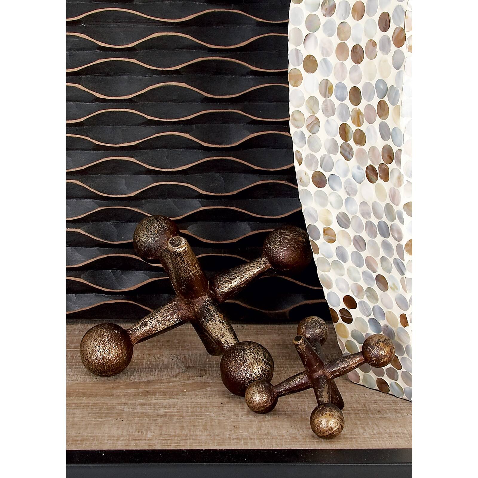 Gold Metal Modern Geometric Sculpture Set