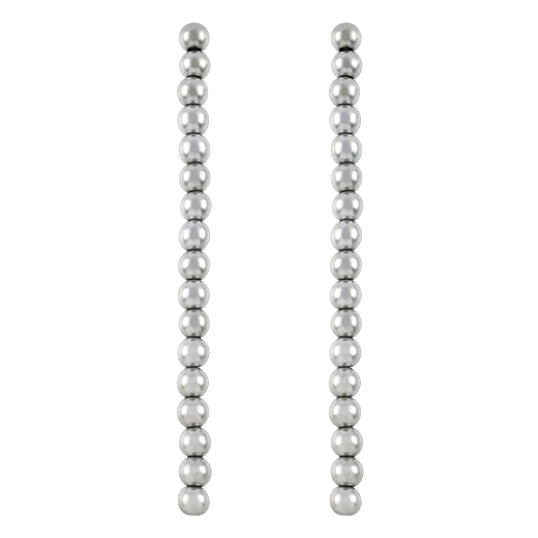 Rhodium Reconstituted Hematite Round Beads by Bead Landing
