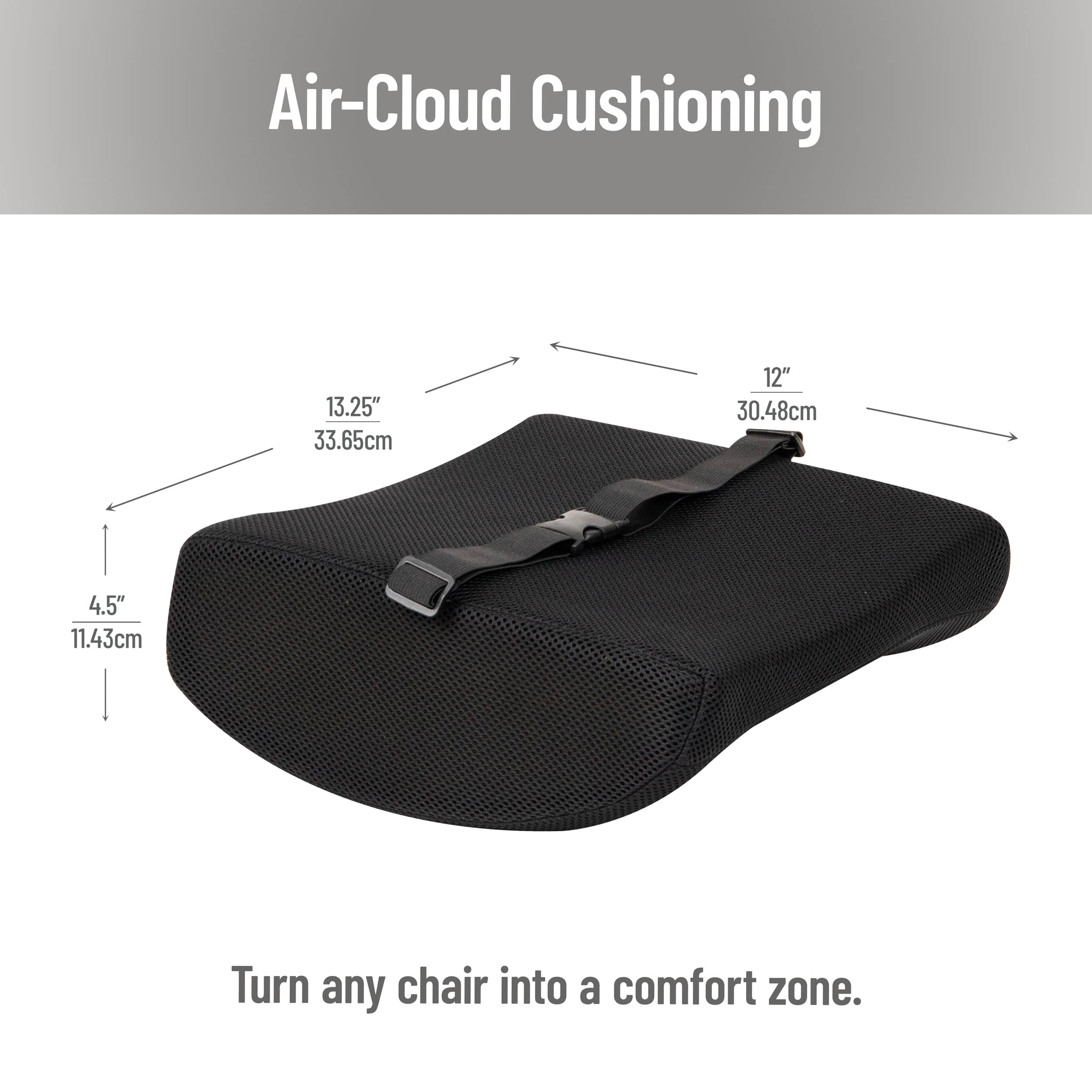 Mind Reader 13.25" Black Lumbar Support Memory Foam Pillow with Air-Cloud Technology